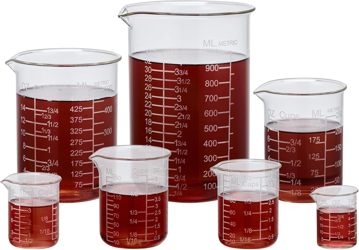 Ackers Etched Graduated Glass Measuring Cup - V-Shaped Spout- High Borosilicate Glass Measuring Cup for Kitchen or Dining, Easy to Read, 250Ml (8Oz, 1 Cup)