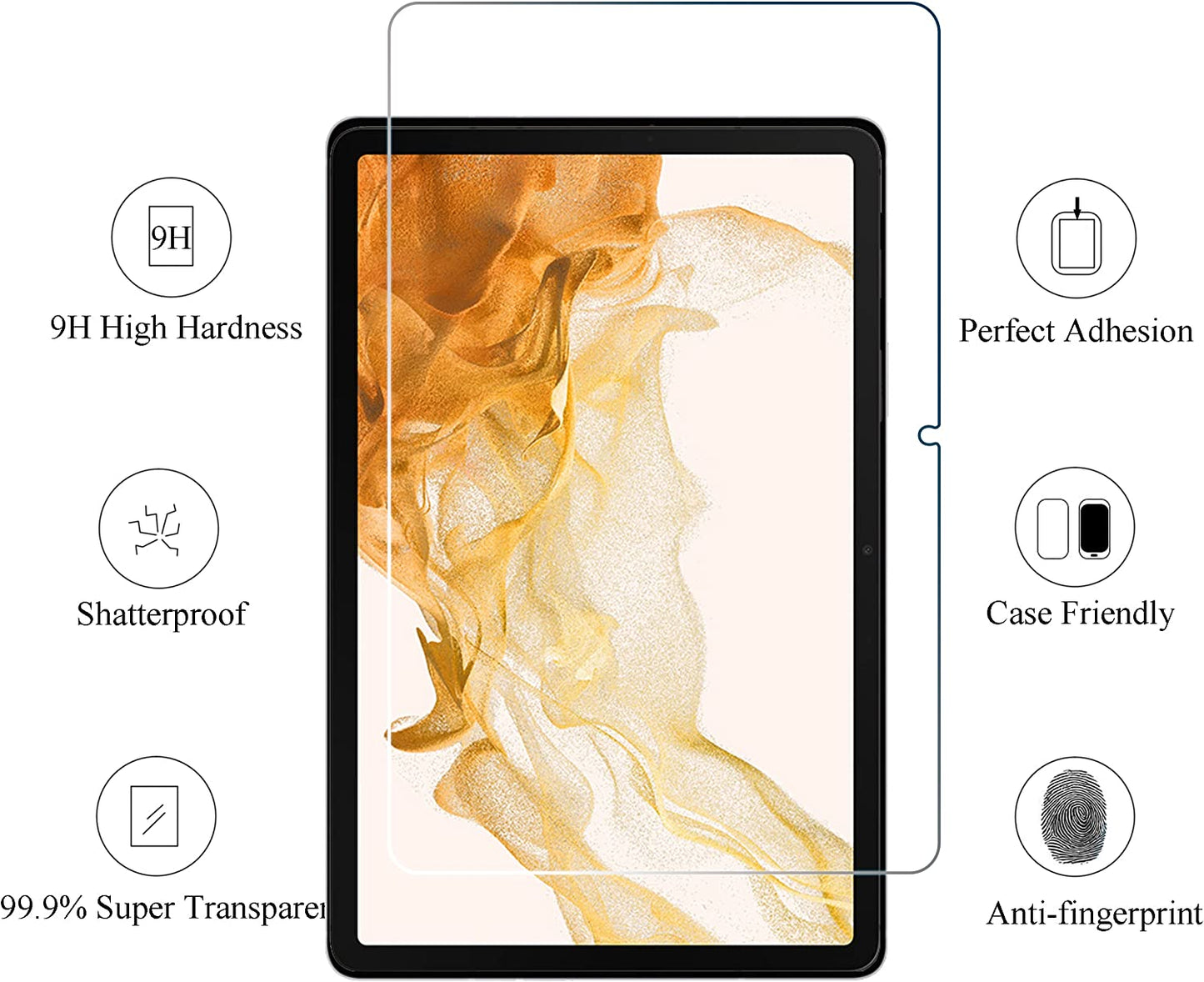 Screen Protector for Galaxy Tab S8 / S7, 11 Inch 2Pack Tempered Glass 9H Hardness 2.5D Edge Ultra Clear anti Scratch Case Friendly(Not for Galaxy Tabs7+/Tabs8+,S8Ultra,S7Fe)