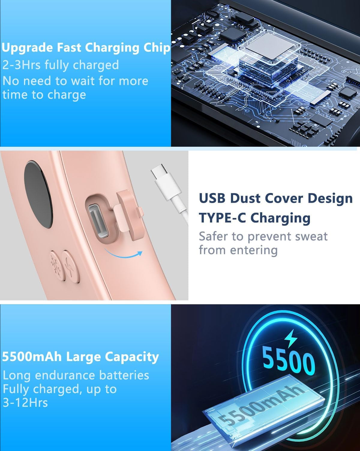 Neck AC Air Conditioner,Personal Cooling Neck Fan,Headphone Neck Fans That Blow Cold Air,Small Tiny Cooler Fan around Your Neck,Cordless Noiseless Long Life Breeze Unit for Travel,Outdoor,Sports Pink