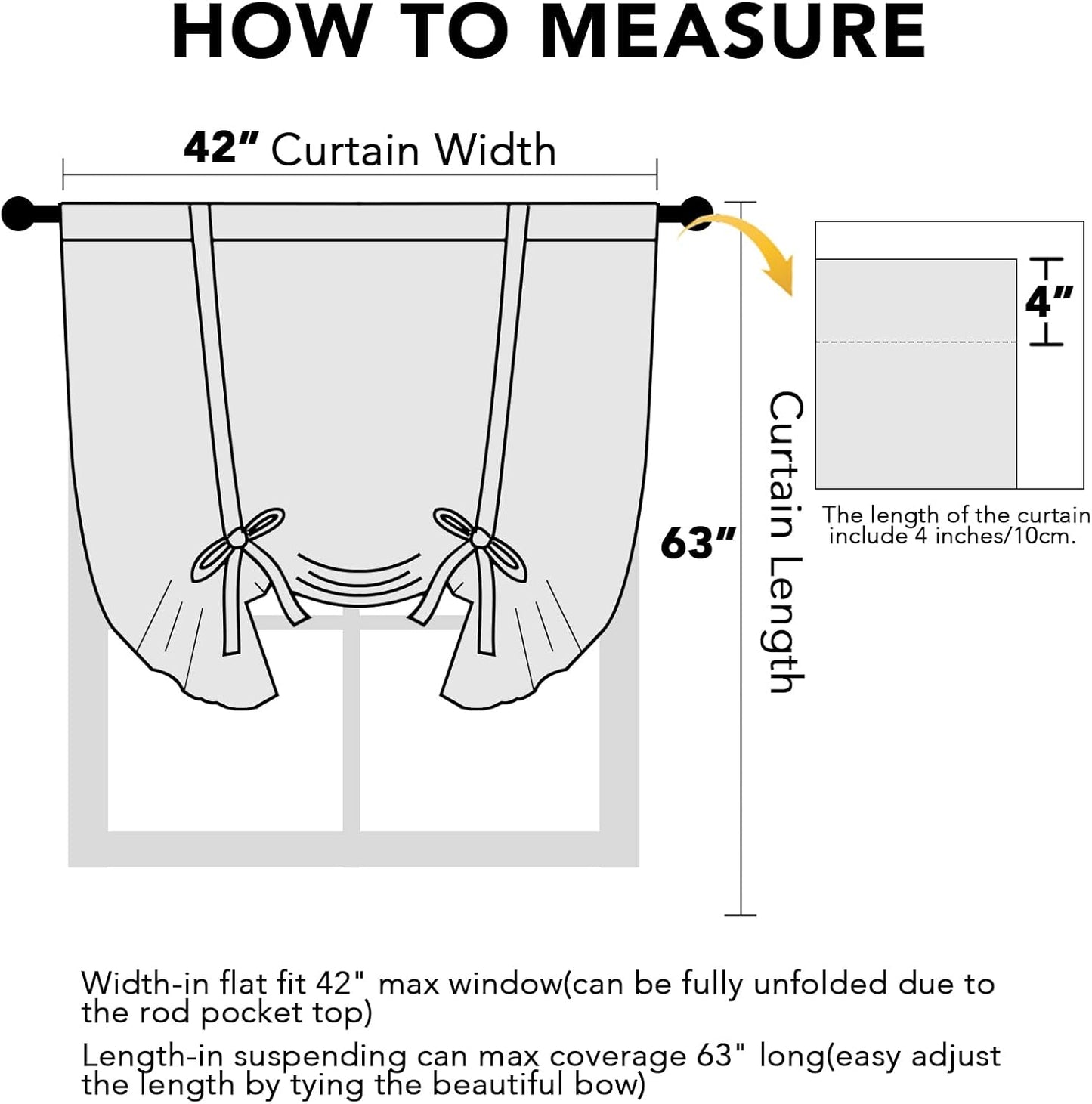 Blackout Curtains-Tie up Shade for Window Thermal Insulated Room Darkening Rod Pocket Curtains for Kitchen (Rod Pocket Panel, 42 Inches W X 63 Inches L,Light Sage)
