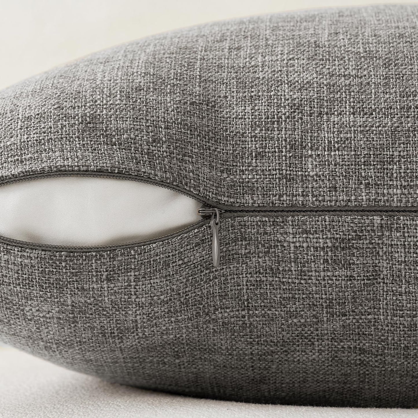 Pack of 2 Decorative Farmhouse Linen Pillow Covers Rustic Boho Accent Outdoor Couch Throw Pillow Covers for Cushion Bed Sofa Living Room Home Decor 18X18 Inch Grey