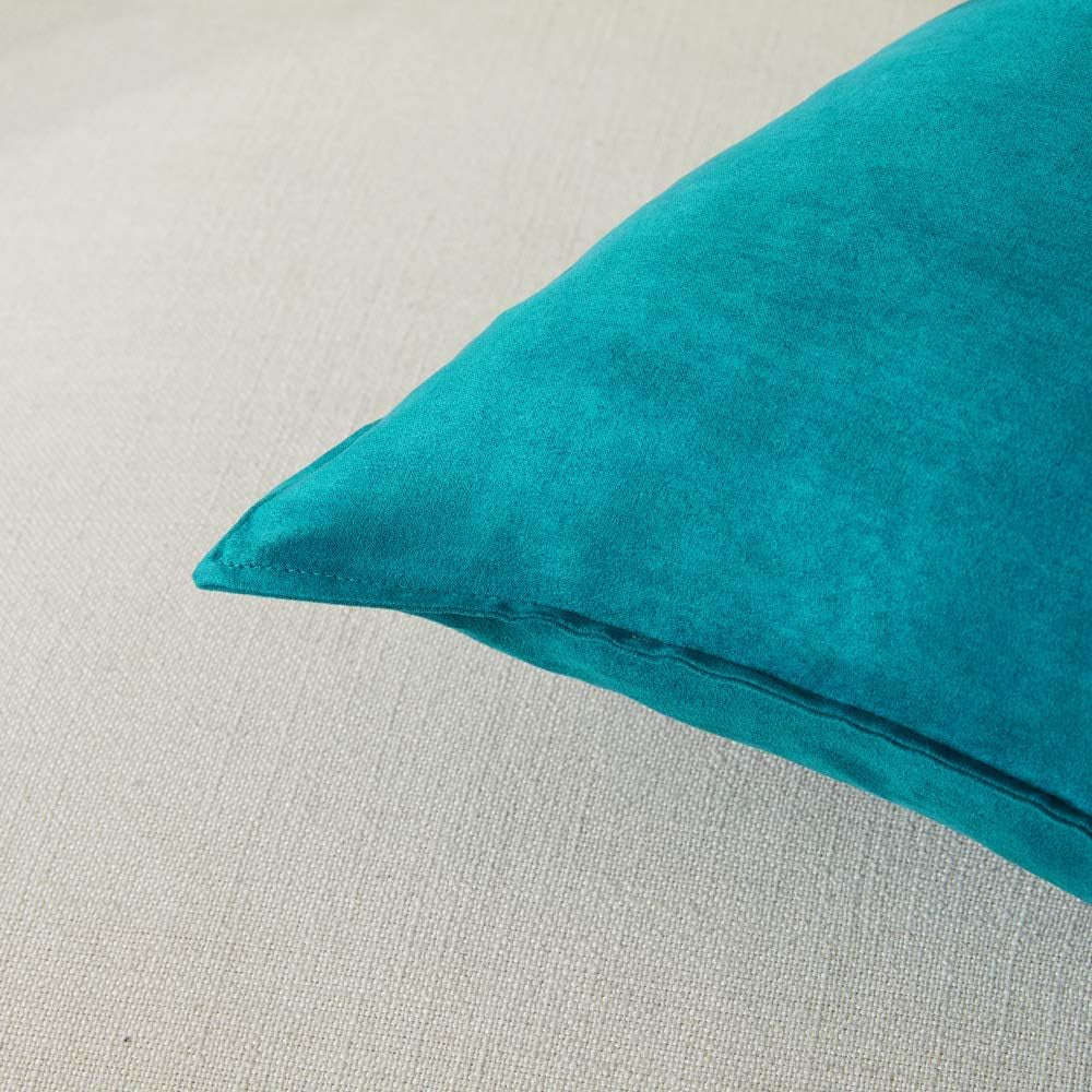 2 Packs Premium Faux Suede Decorative Throw Pillow Covers, Super Soft Square Pillow Case,Solid Cushion Cover for Couch/Sofa/Bedroom (16"X 16",Set of 2, Teal)