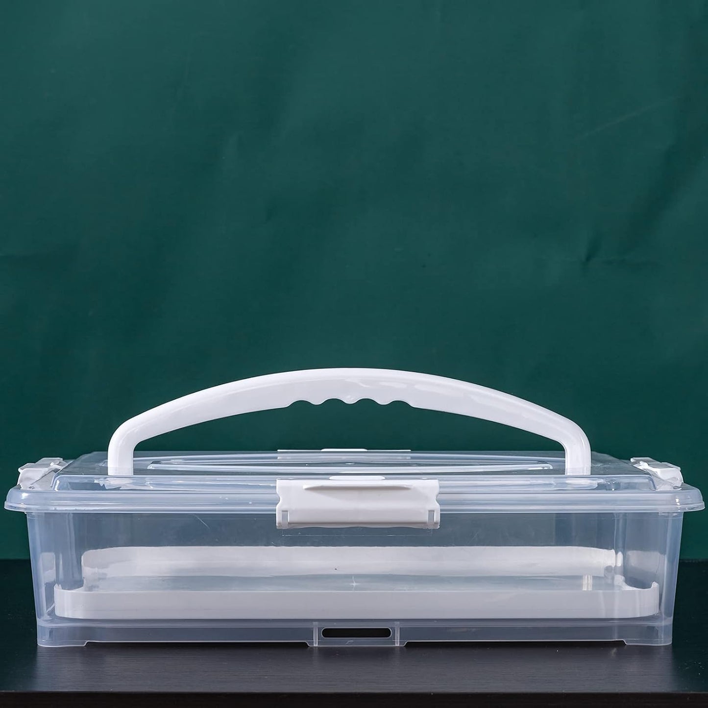 Plastic Cake and Cupcake Carrier Holder, Large Portable Storage Container for Storing 12 Cupcakes or 1 Large Cake, White