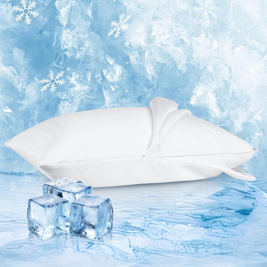 ® Cooling Goose Feathers down Pillows for Sleeping, Hotel Quality Chill Pillow with Removable Pillowcase, White, Standard Size, 20X26 Inches, 1 Pack