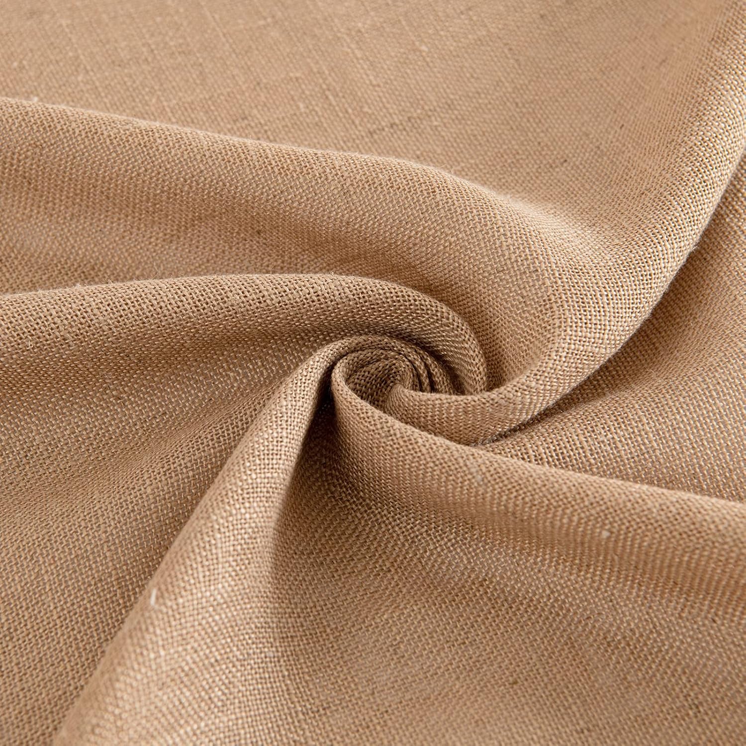 Brown Thick Linen Curtains 84 Inch Length for Bedroom Living Room, Linen Textured Window Drapes Semi Sheer Light Filtering Grommet Top Burlap Look, 2 Panels, Width 38 X Length 84 Inches