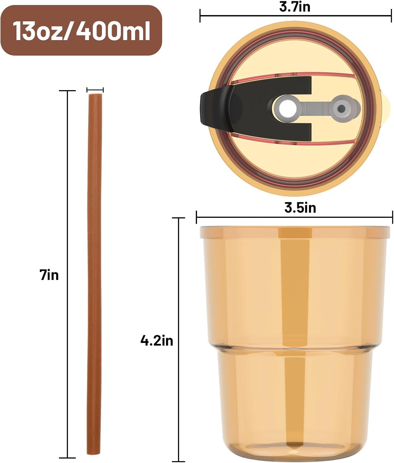 13Oz Tumbler Water Glass Cups with Straw and Lid, 2 Pack Reusable Glass Coffee Tumbler for Iced Tea, Coffee, Sealed Carry-On Travel Cups for Office, Party,Home and Outdoor (Iridescent Shimmer)