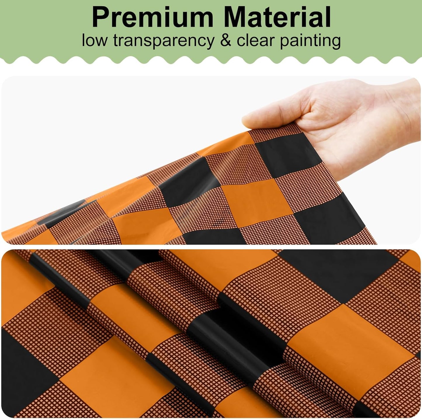 3 Packs Buffalo Disposable Table Cloth, 54 X 108 Inch Waterproof Plastic Tablecloth, Rectangle Black and Orange Checkered Table Covers for Fall, Halloween Decorations