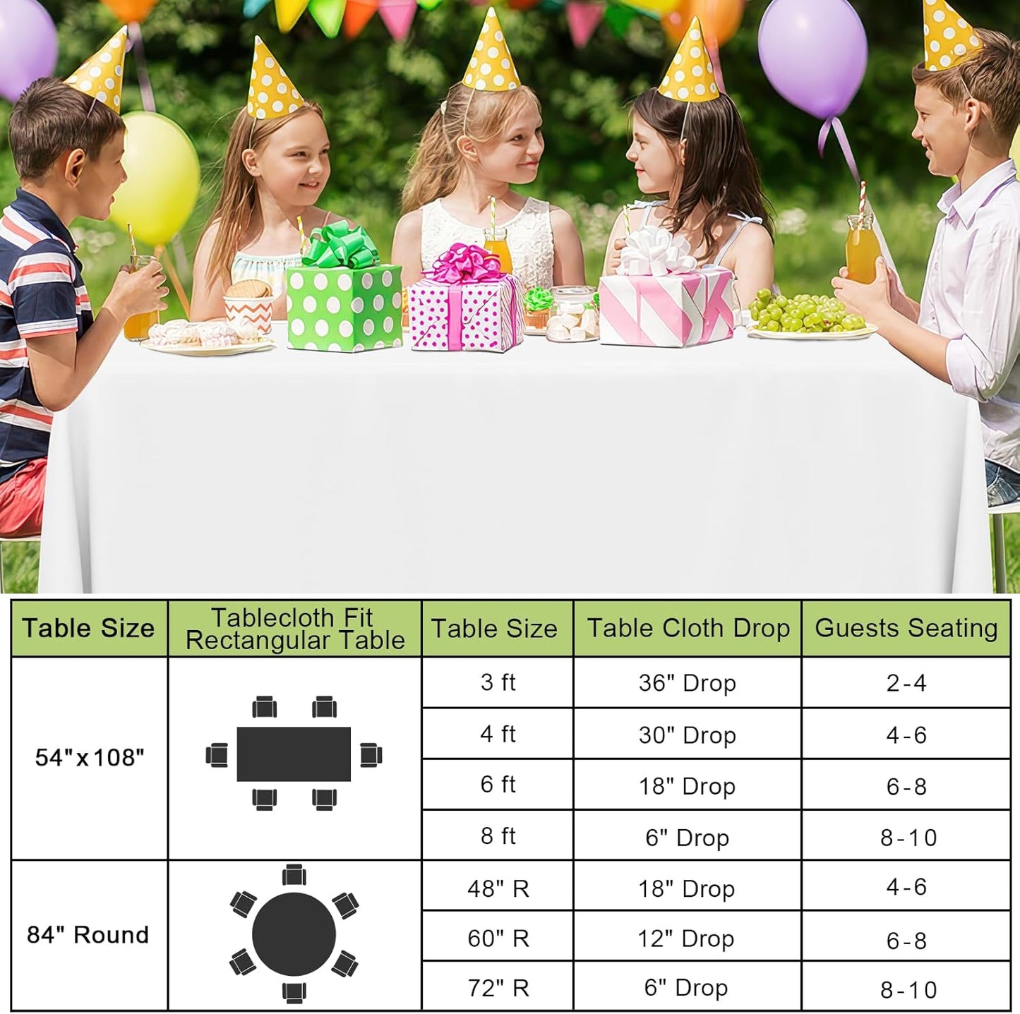 Disposable Table Cloth 12 Pack, 54 X 108 Inch Waterproof Plastic Tablecloth, Decorative Rectangle Table Covers for Party, Birthday, Picnic, White