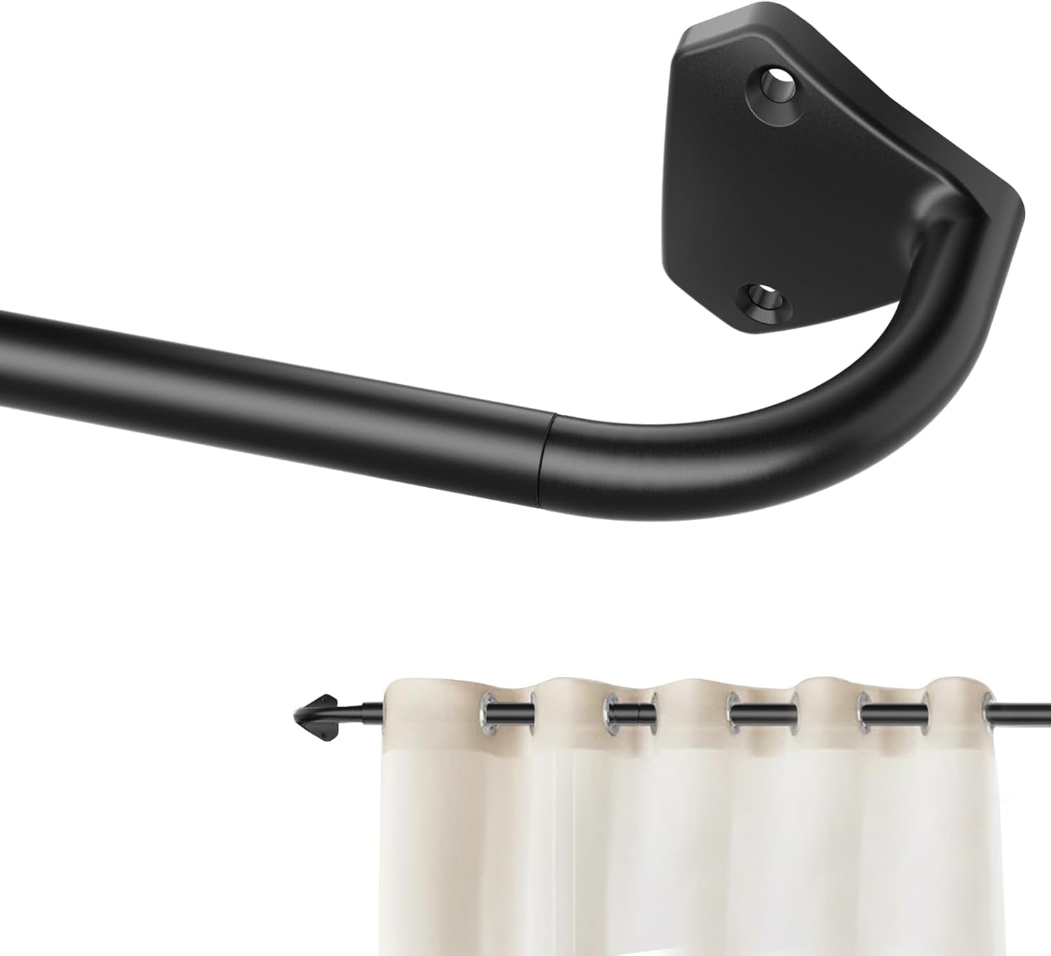 Black Wrap around Curtain Rods for Windows 28 to 48 Inch, 5/8 Inch Industrial Telescoping Blackout Curtain Rods for Bedroom & Outdoor