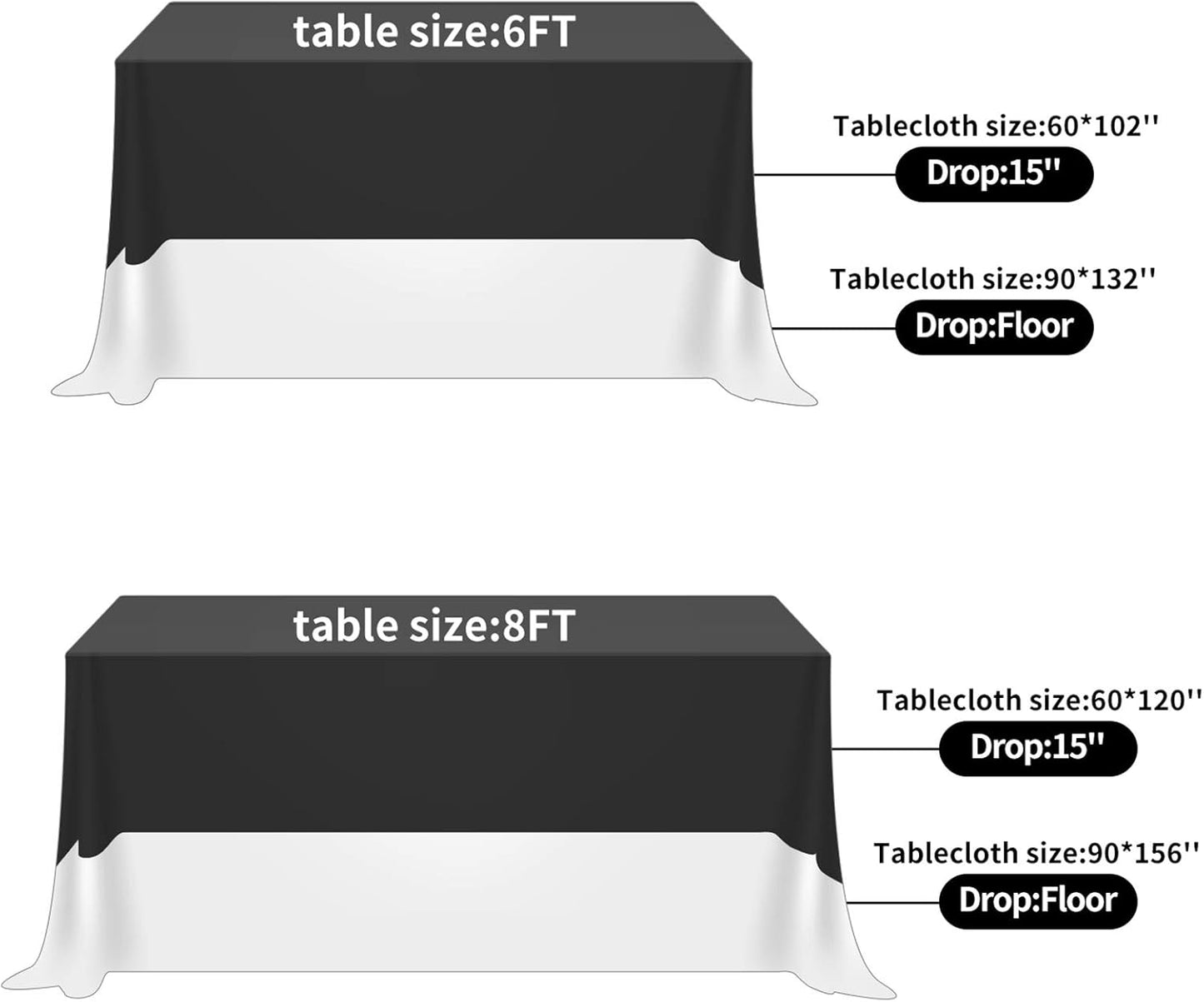 Rectangle Tablecloth 60X102 Inch Washable Polyester Fabric Table Cloth for Wedding Party Dining Banquet Decoration(60X102, Black)