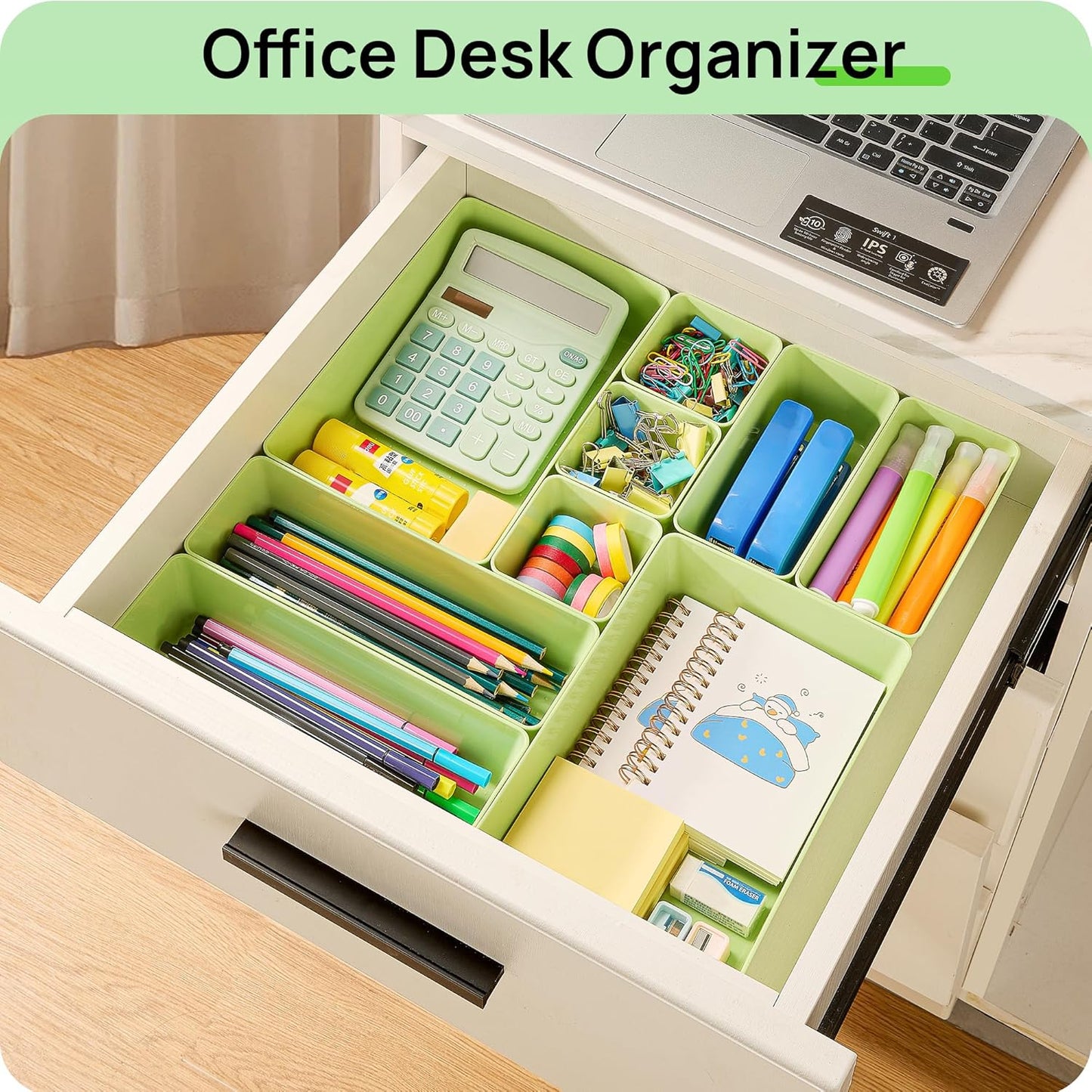 25 PCS Plastic Drawer Organizers Set, 4-Size Versatile Bathroom and Vanity Drawer Organizer Trays, Storage Bins for Makeup, Bedroom, Kitchen Gadgets Utensils and Office