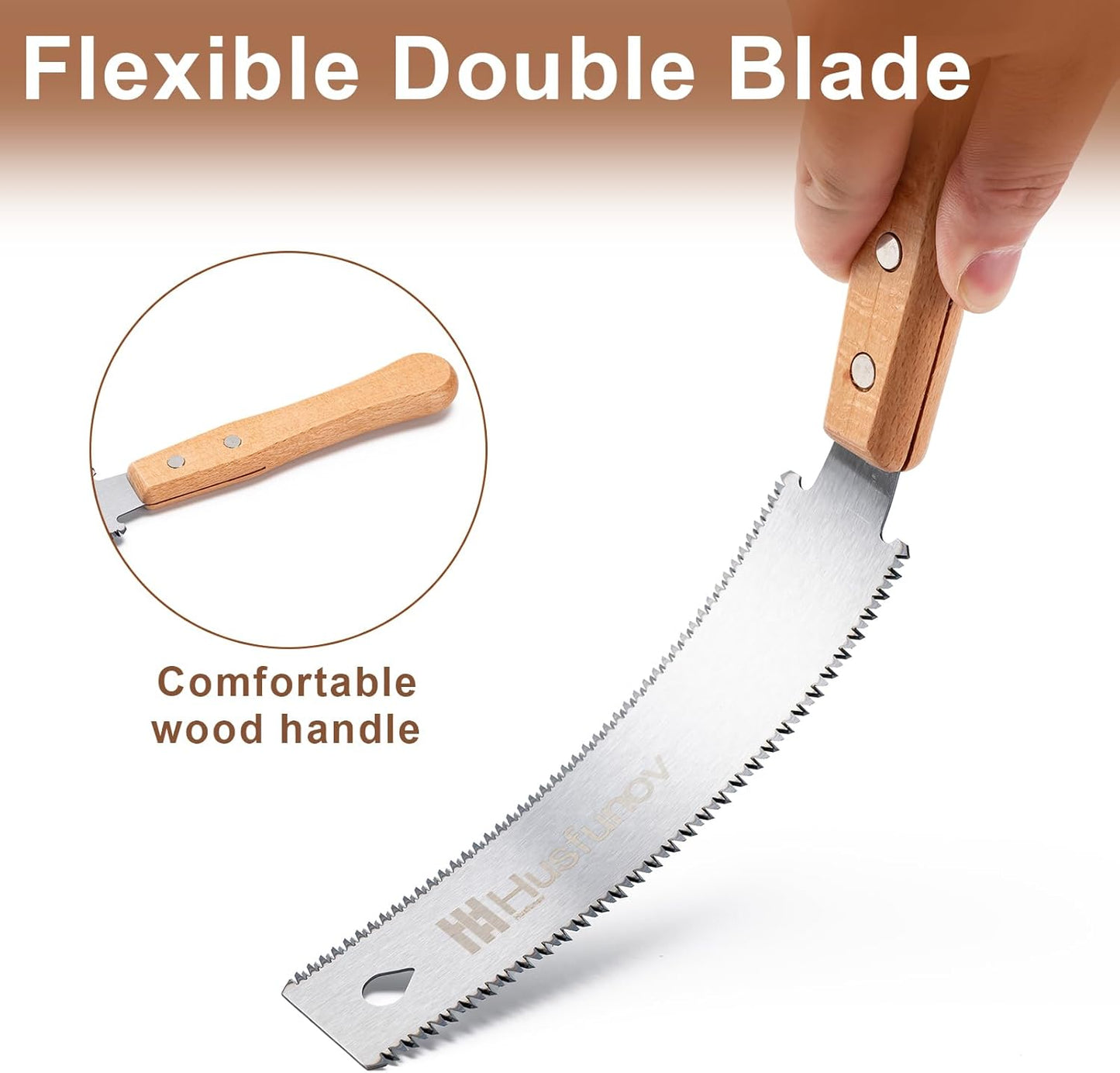 Japanese Hand Saw, 6 Inch Pull Saw with Double Edges of 11/17 TPI, SK5 Flexible Blade Handle Wood Saws for Woodworking Tools