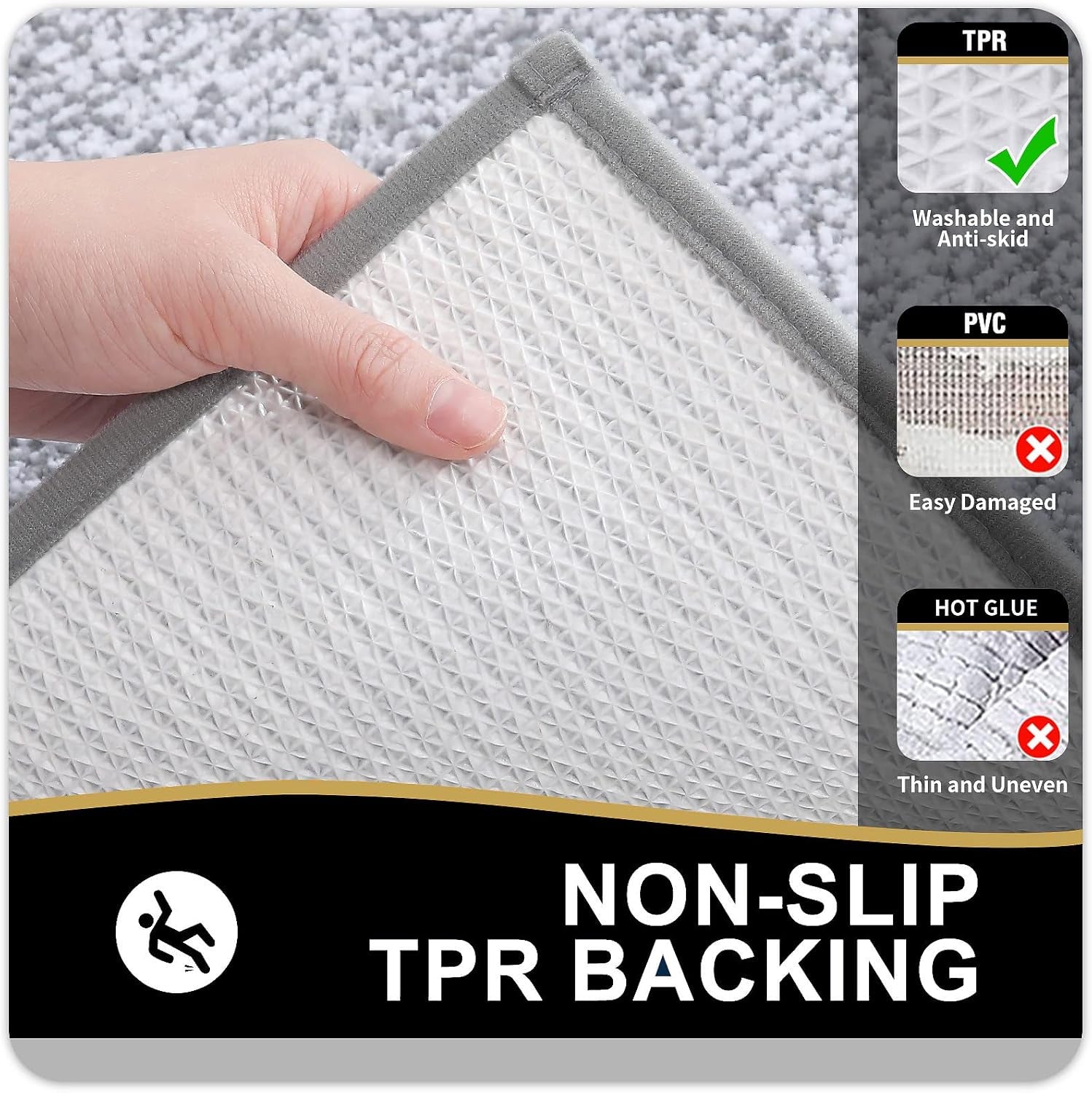 Bathroom Rugs 24X16, Extra Soft and Absorbent Microfiber Bath Mat, Non-Slip, Machine Washable, Quick Dry Shaggy Bath Carpet, Suitable for Bathroom Floor, Tub, Shower (Small, Grey)