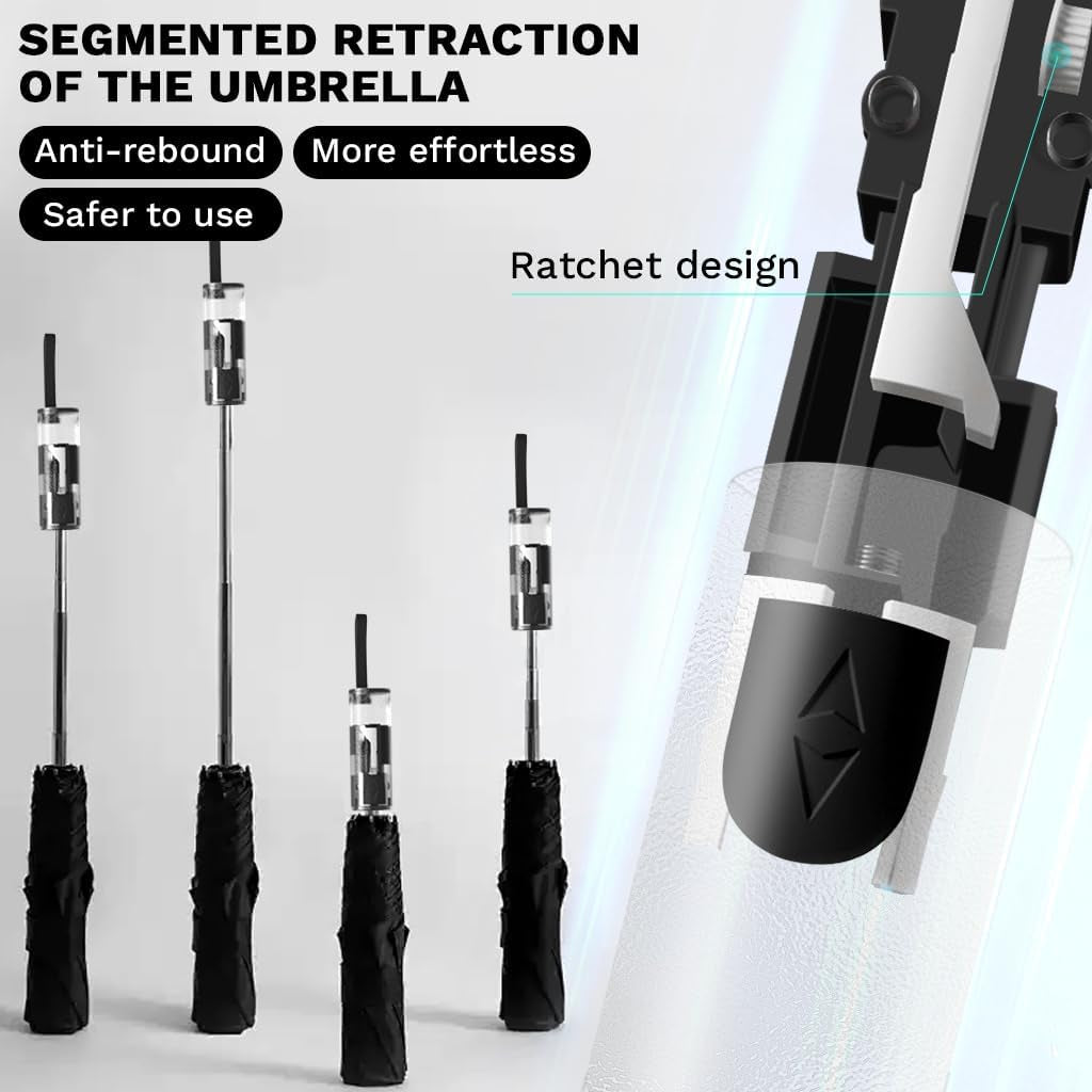 Automatic Compact Travel Umbrella, Windproof Folding 12 Ribs Umbrella for Rain & Sun with UV Protection, Lightweight & Portable for Men and Women