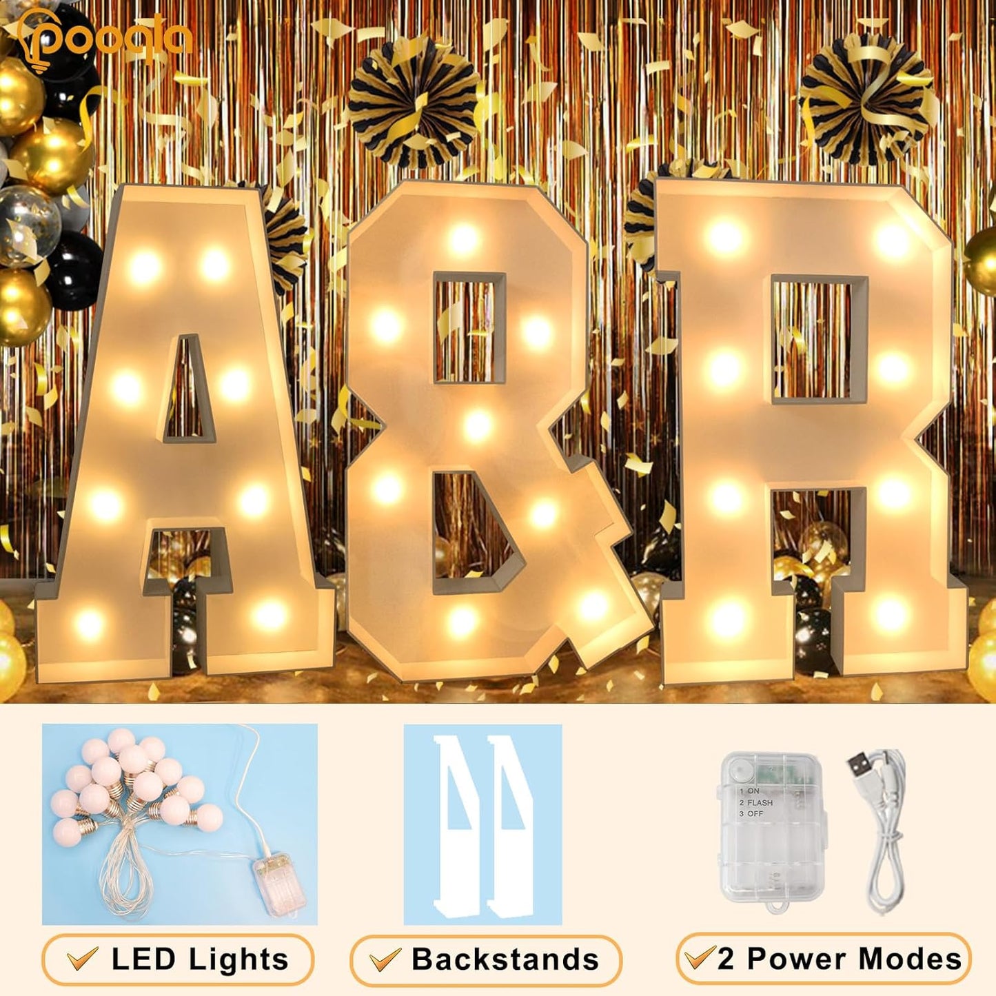 Marquee Letters, 3FT Light up Letters, Giant Marquee Letters 3 Feet Tall for Birthday Decoration, Large LED Letter Sign for Homecoming Baby Shower Wedding Party Decoration Letter A