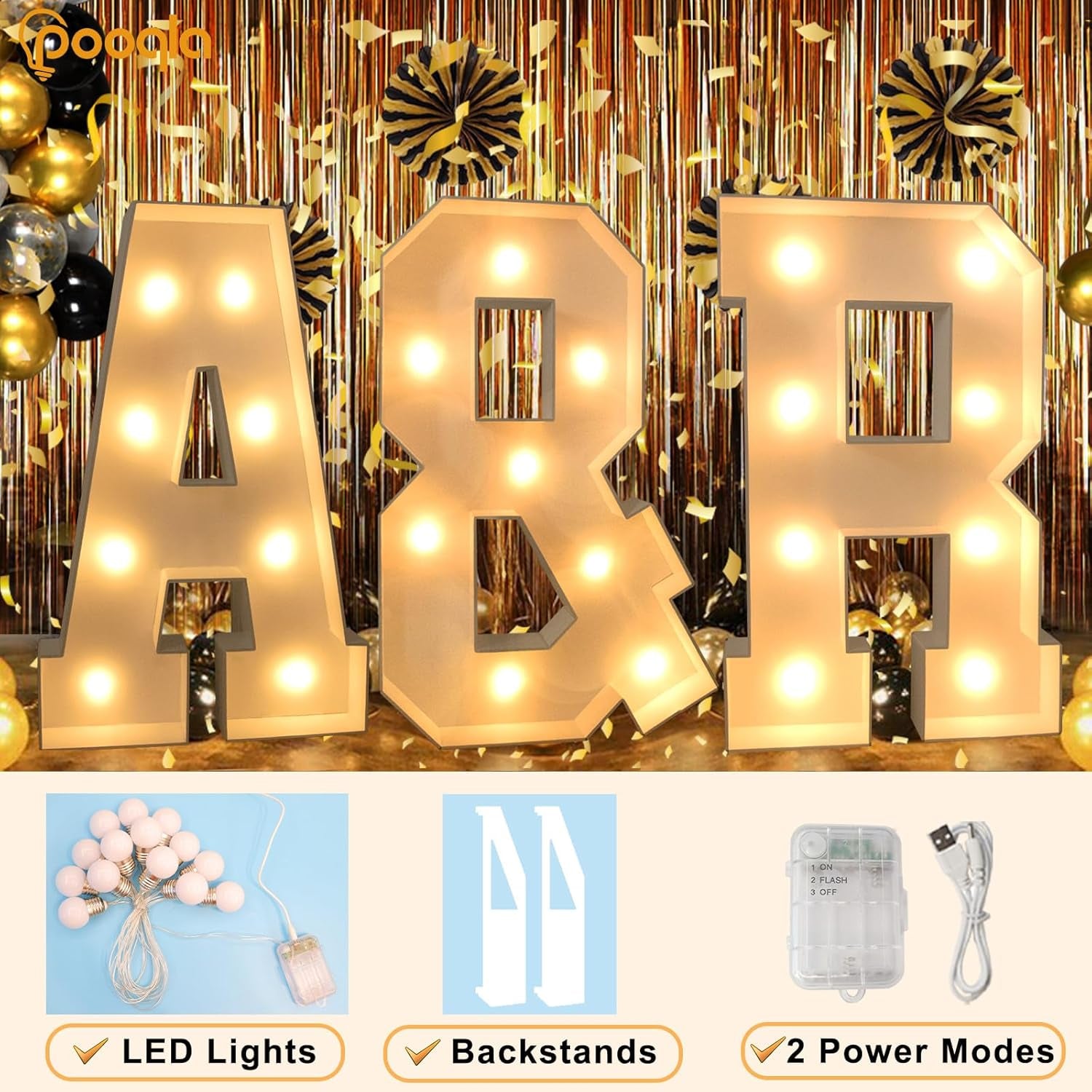 Marquee Letters, 3FT Light up Letters, Giant Marquee Letters 3 Feet Tall for Birthday Decoration, Large LED Letter Sign for Homecoming Baby Shower Wedding Party Decoration Letter A