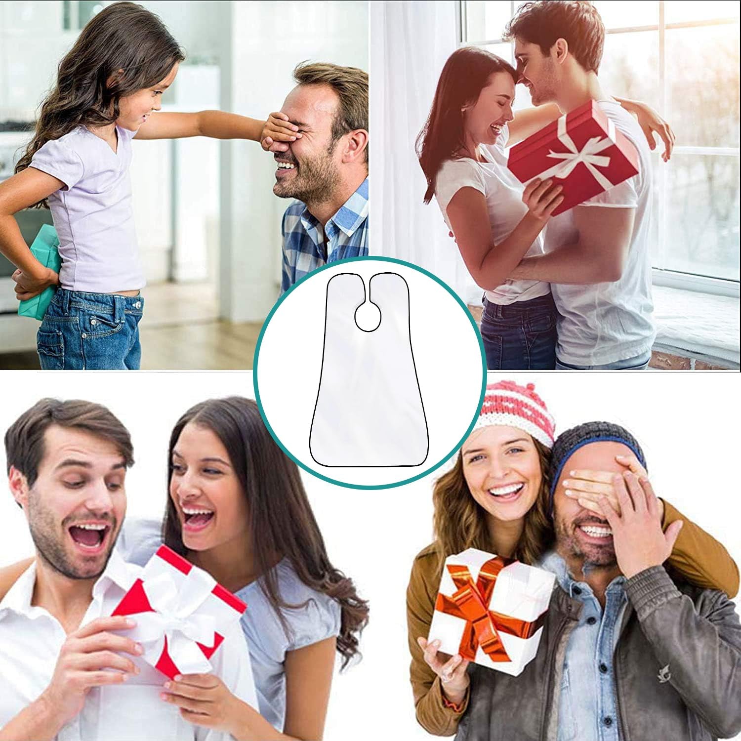 Beard Bib Beard Apron, Beard Hair Catcher for Men Shaving & Trimming Non-Stick Waterproof Beard Cape Grooming Cloth with 3 Suction Cups & a Box Birthday Gifts for Father'S Day Men Him Boyfriend(White)