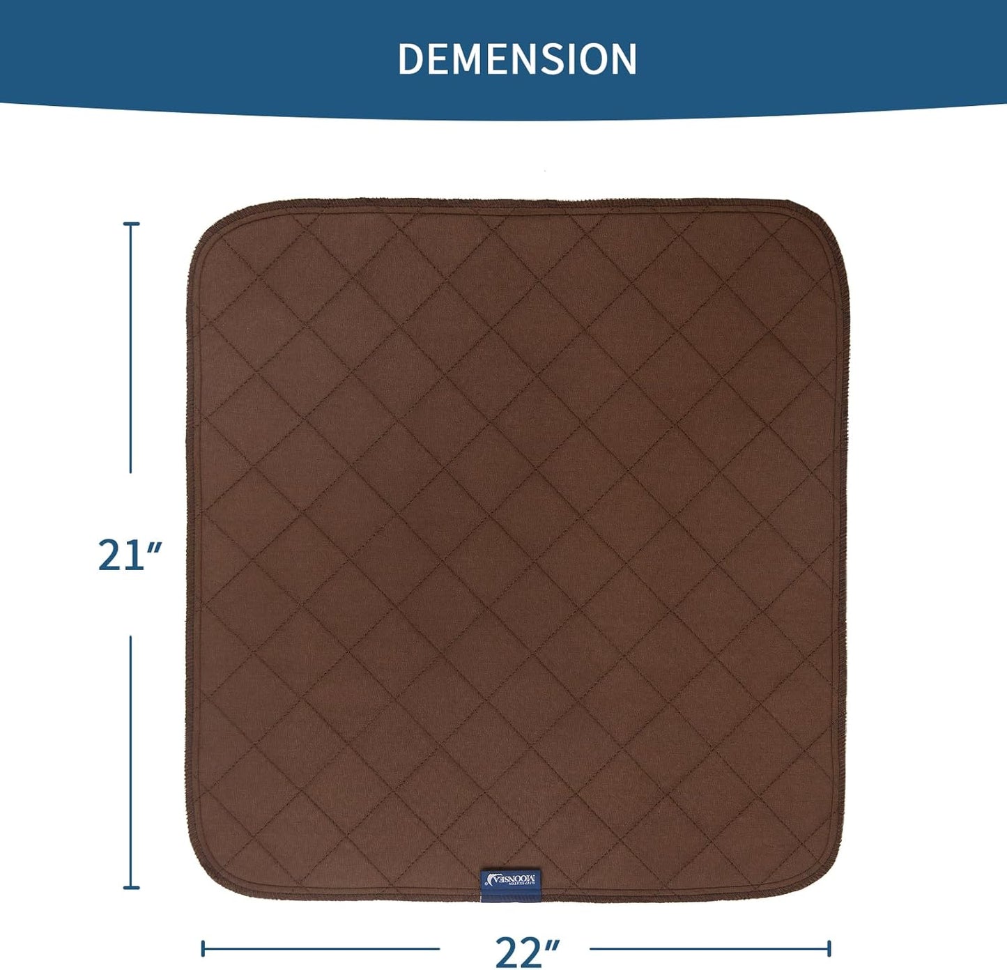 Waterproof Incontinence Chair Pads, 22" X 21" Wheelchair Reusable Seat Pads Cover, Washable Nursery Seat Protector, 4 Pack Brown