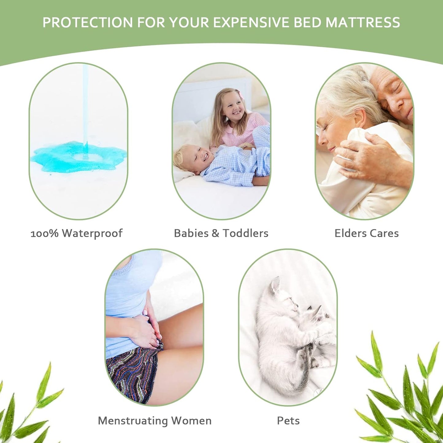 Waterproof Mattress Protector Twin Size, Skin Friendly and Breathable Twin Mattress Cover for Kids, Viscose Jersey Mattress Pad with 14" Deep Pocket