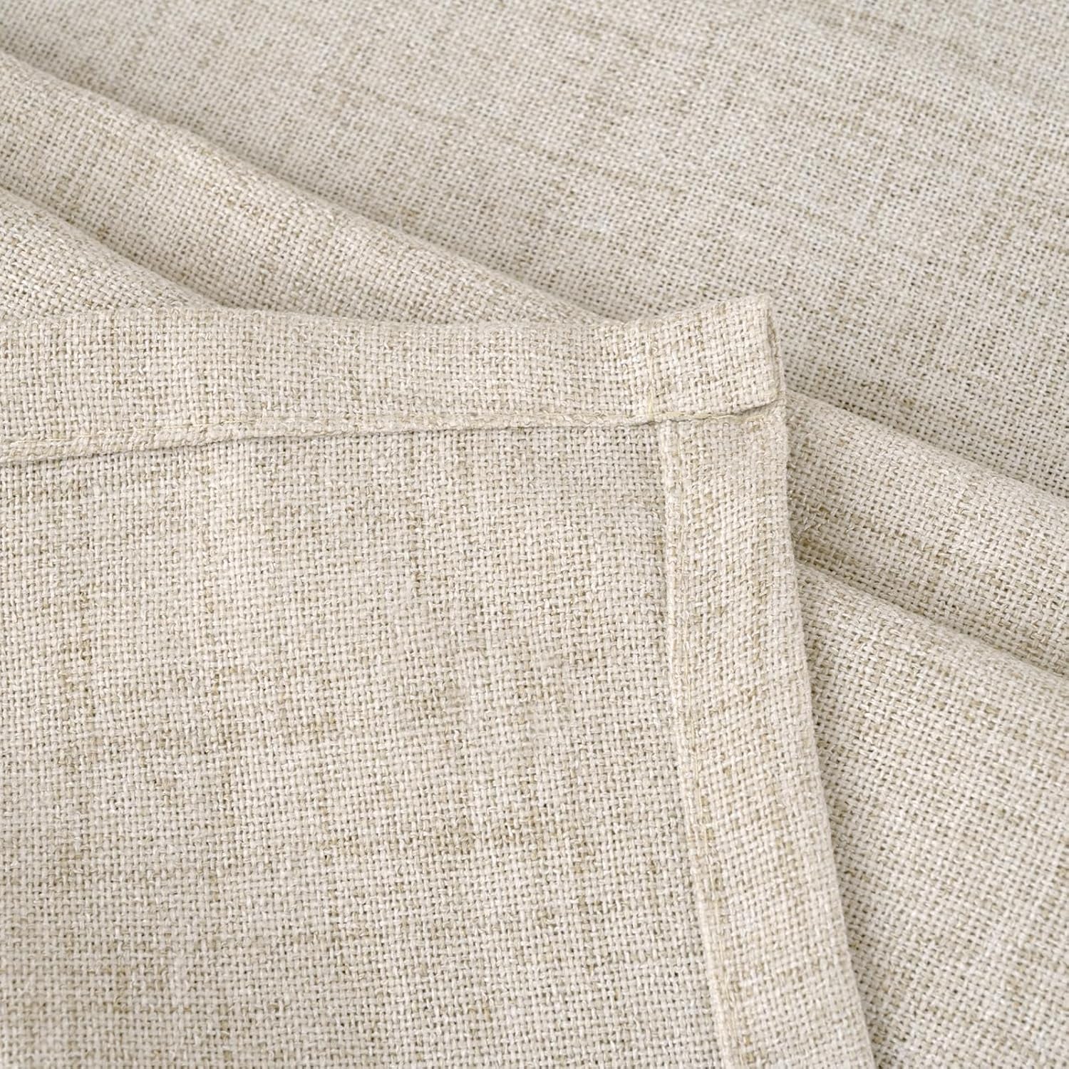 Small Linen Curtains 36 Inch Length for Cafe, Semi Sheer Half Textured Drapes with Rod Pocket Back Tab Rustic Light Filtering for Bathroom Kitchen Window over Sink, 2 Panels Set, 42 X 36 Inch