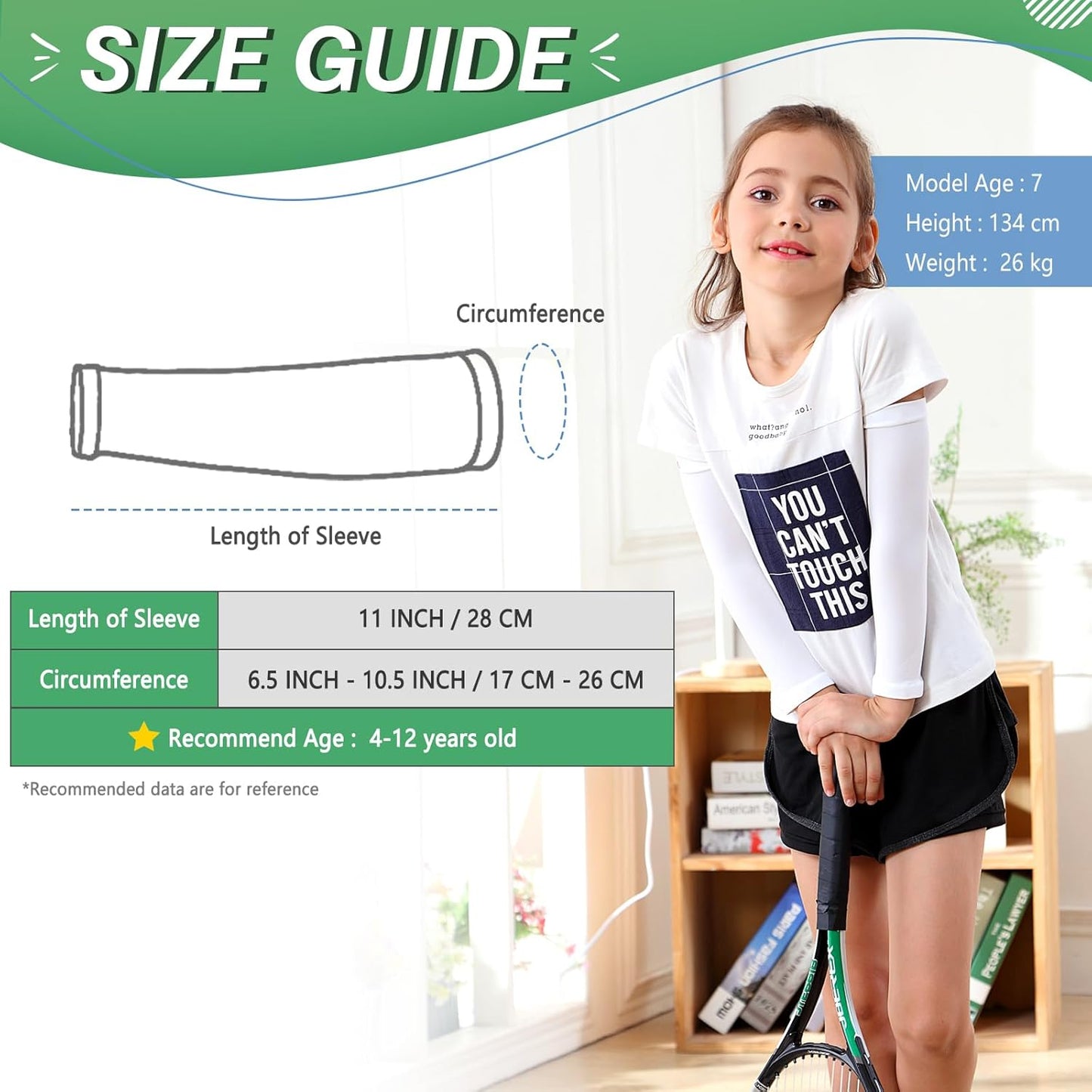 Kid Arm Sleeve 4 Pairs, Compression Arm Sleeve for Basketball Football Baseball Volleyball Youth Boy Girl Sports