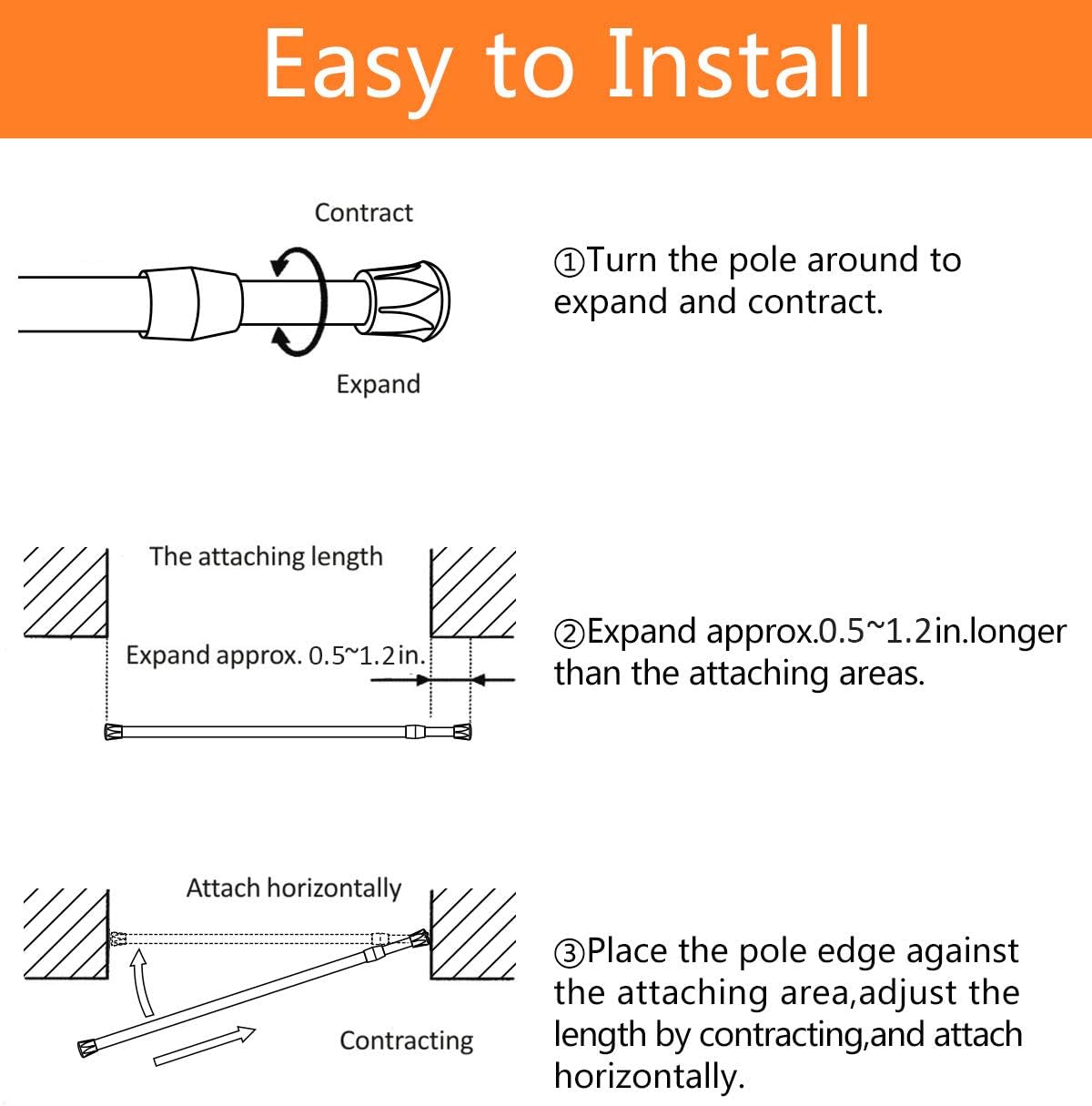 2 Pack Small Spring Tension Curtain Rod 12 to 20 Inch, Thin Tension Rod No Drill for Window Cupboard Closet, White