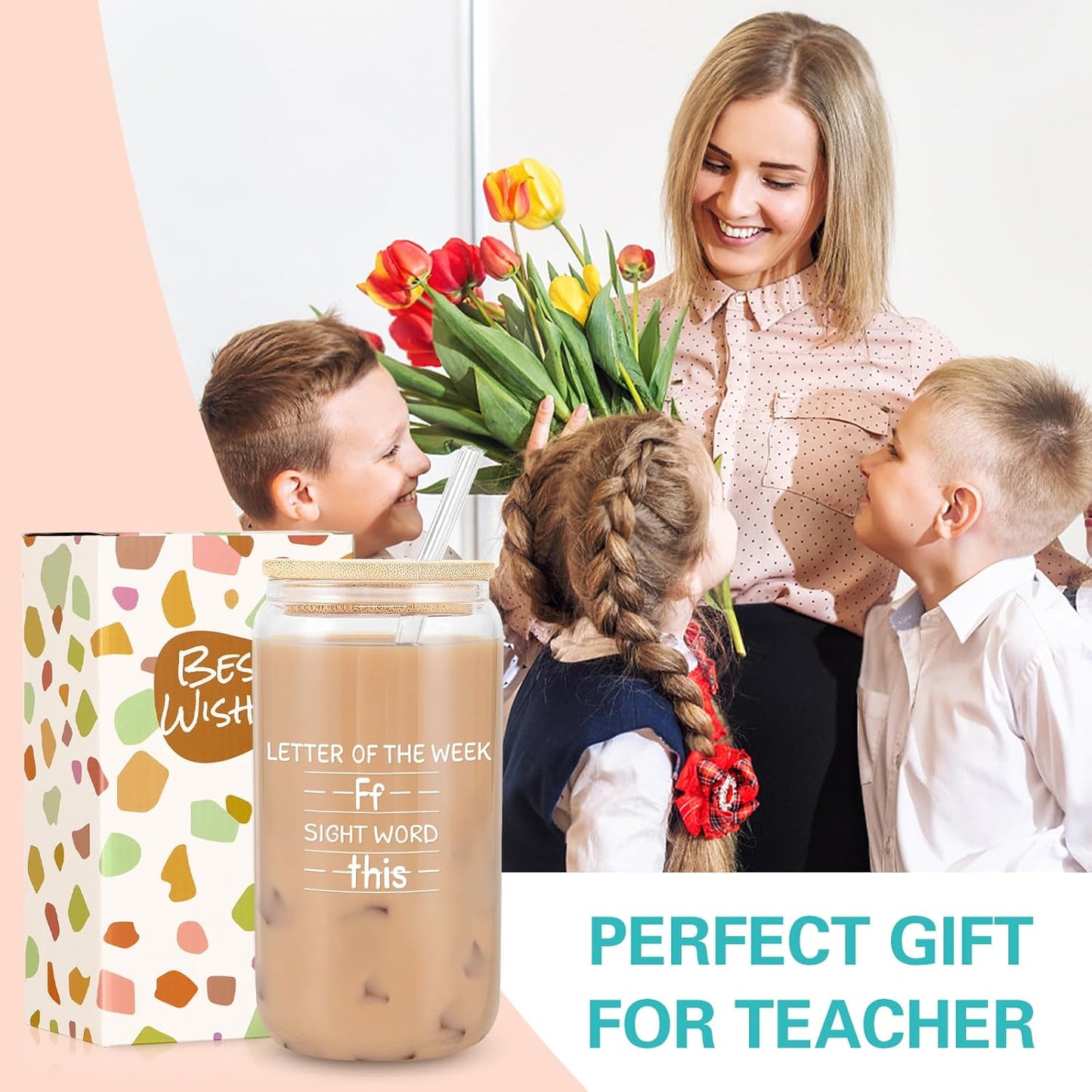 Teacher Appreciation Gifts - Best New Teacher Gifts for Women, Funny Back to School Present for Teachers, Thank You Teachers Gift for Retirement Birthday Christmas, Sight Words 16 Oz Glass Cup