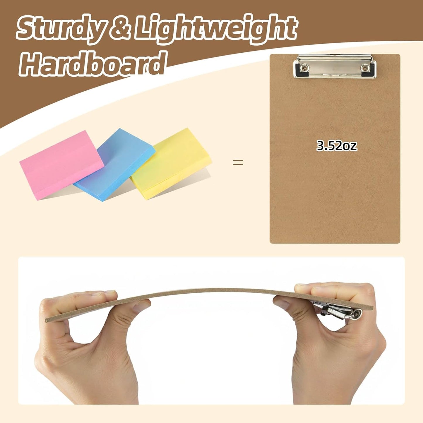 15 Pack Mini Clipboards, 6 X 9 Inches A5 Small Clipboards, Wood Hardboard Memo Size Low Profile Clip with Hang Tab for Home, Office, School Classroom Supplies, Brown