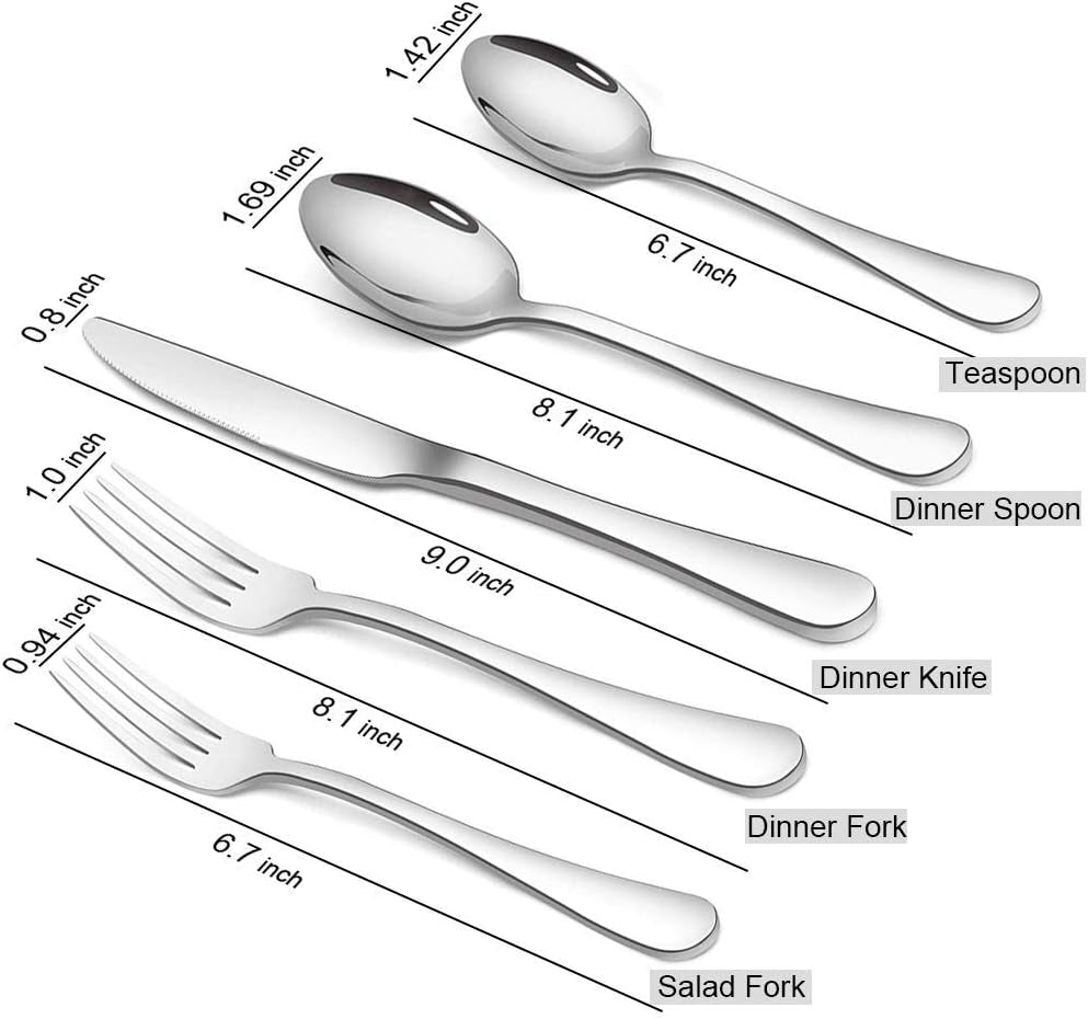 20-Piece Stainless Steel Flatware Set for 4 - Upgraded Mirror Polished Cutlery, Dishwasher Safe