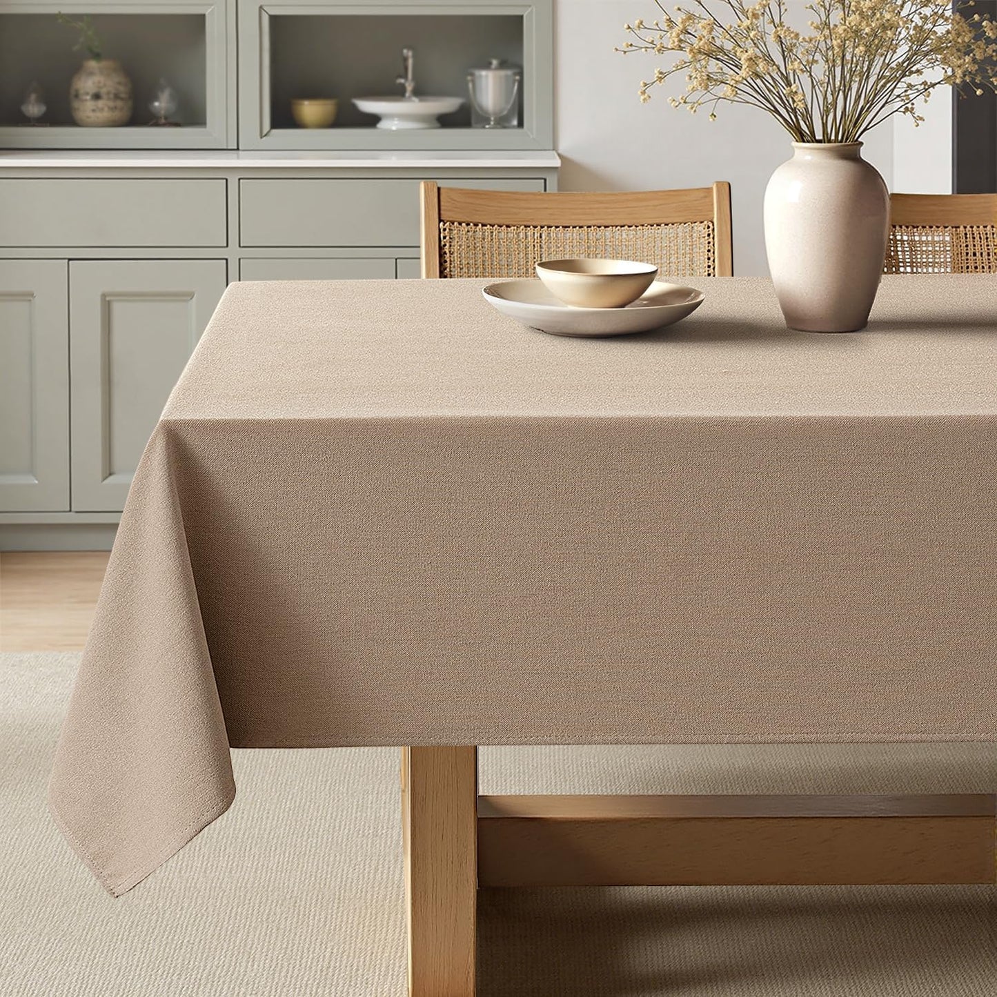 Brown Linen Tablecloth 52X70 Inch Rectangle Table Cloth Waterproof,Stain Resistant & Wrinkle Resistant for Dining Party Wedding