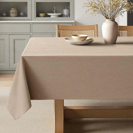Brown Linen Tablecloth 52X70 Inch Rectangle Table Cloth Waterproof,Stain Resistant & Wrinkle Resistant for Dining Party Wedding