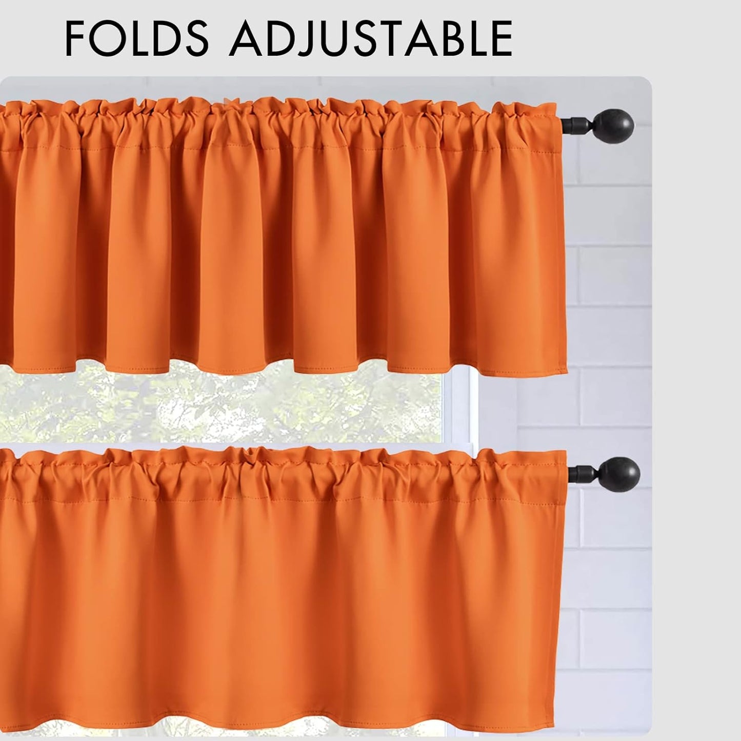 Fall Window Valance for Bedroom Living Room Kitchen Bathroom Energy Efficient Rod Pocket Curtain Valance 18 Inch, Thermal Insulated Window Treatment, One Panel, 42'' X 18'', Fall Burnt Orange