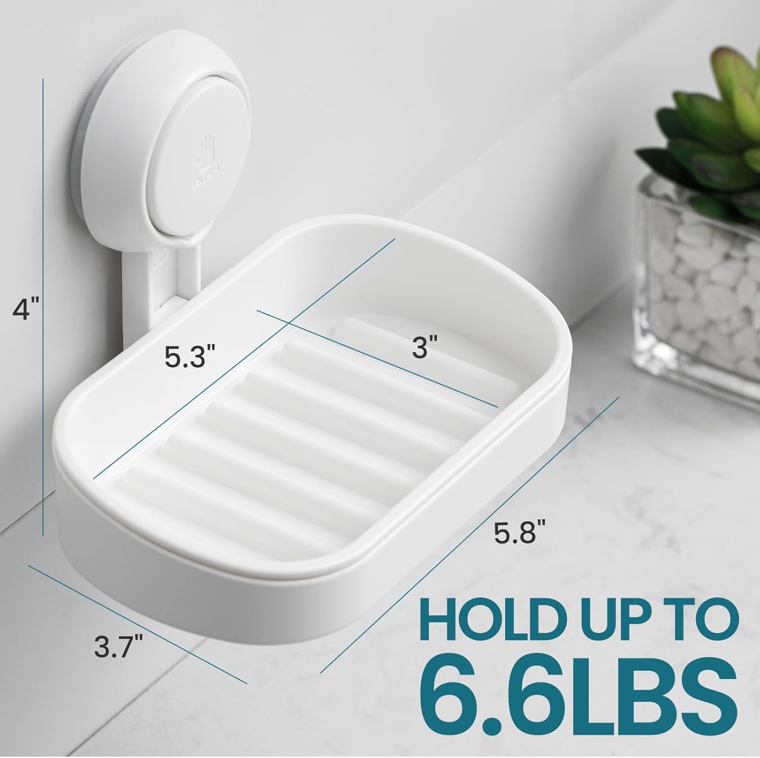 Soap Dish Soap Holder Suction Cup Powerful Vacuum Suction, Strong Sponge Holder for Shower, Bathroom, Tub and Kitchen Sink, Drill-Free, Removable