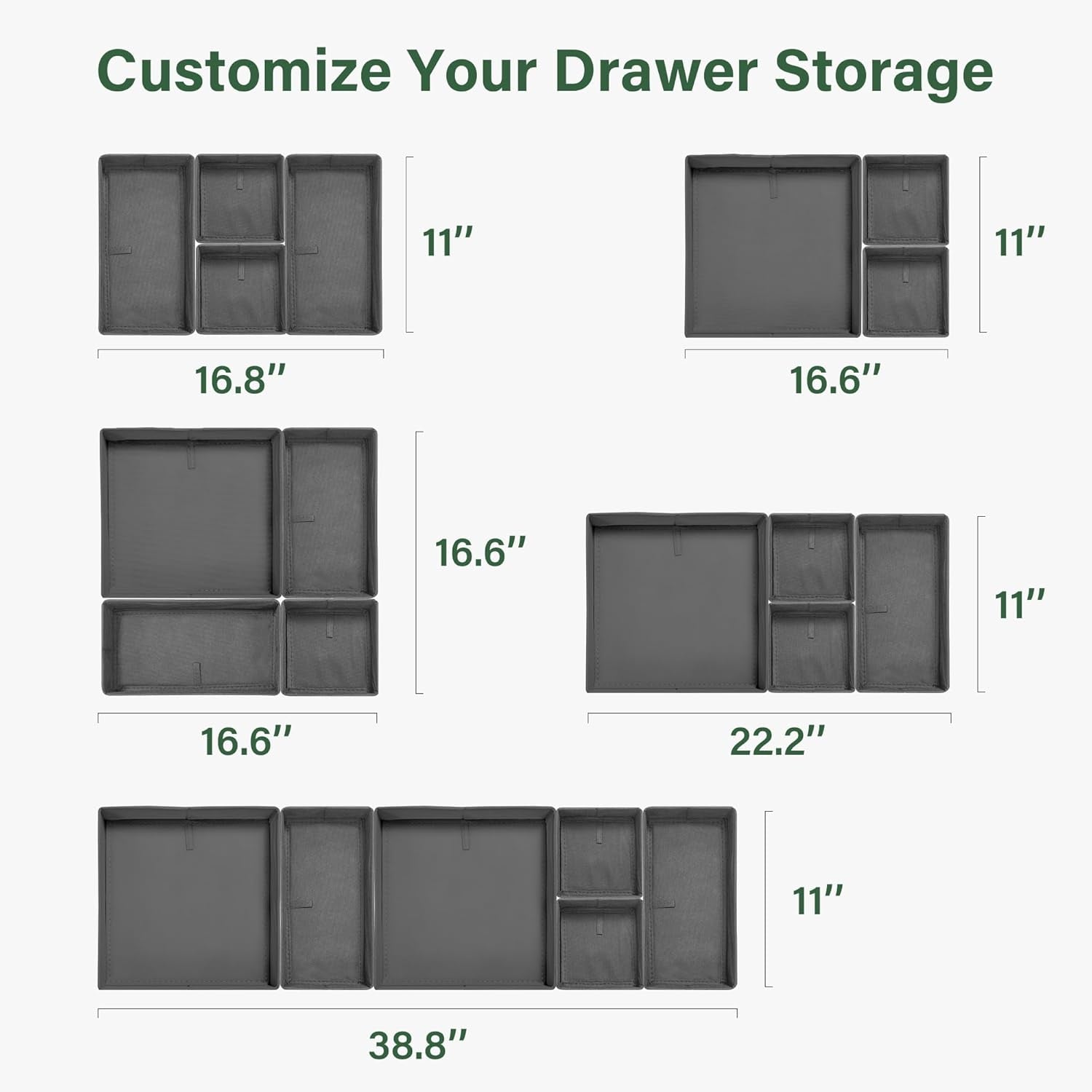 16 Pack Drawer Organizer Clothes, Dresser Drawer Organizers for Clothing Fabric Foldable Closet Organizers and Storage Bins for Baby Clothes, Nursery, Underwear, Bras, Socks
