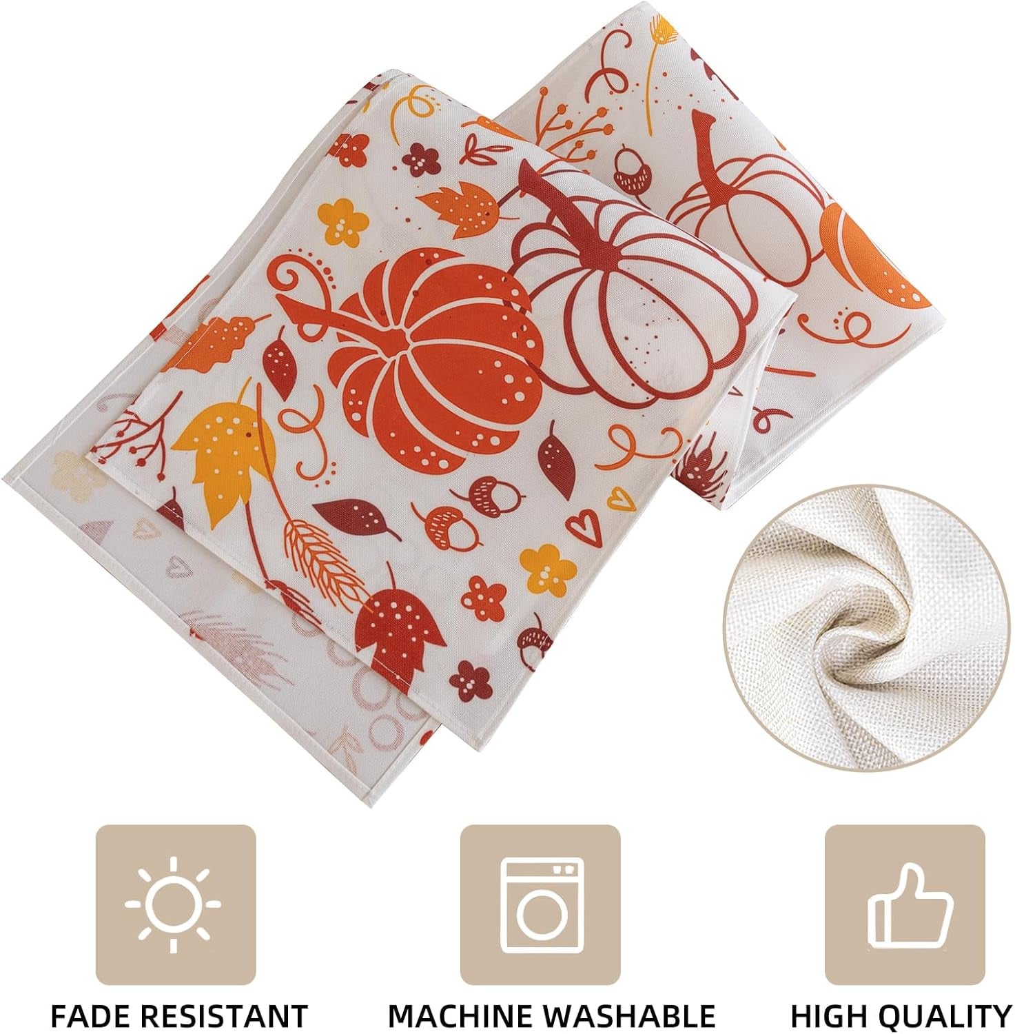 Fall Table Runner Thanksgiving Pumpkins Autumn Harvest Maple Leaves Cloth Dining Centerpiece Party Table Decor Fall Decorations for Home 48 X 13Nch