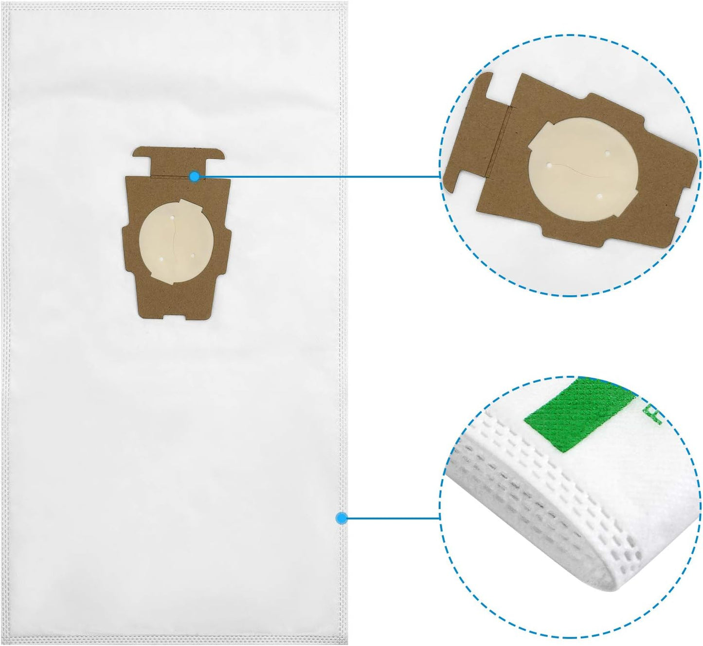 15 +5 Pack 204814 HEPA Filter Bags plus Belts, for Kirby Vacuum Bags 204811 204808 205811, Universal White Cloth Bags Fit for Sentria Models & All Generation with F-Style and Twist-Style