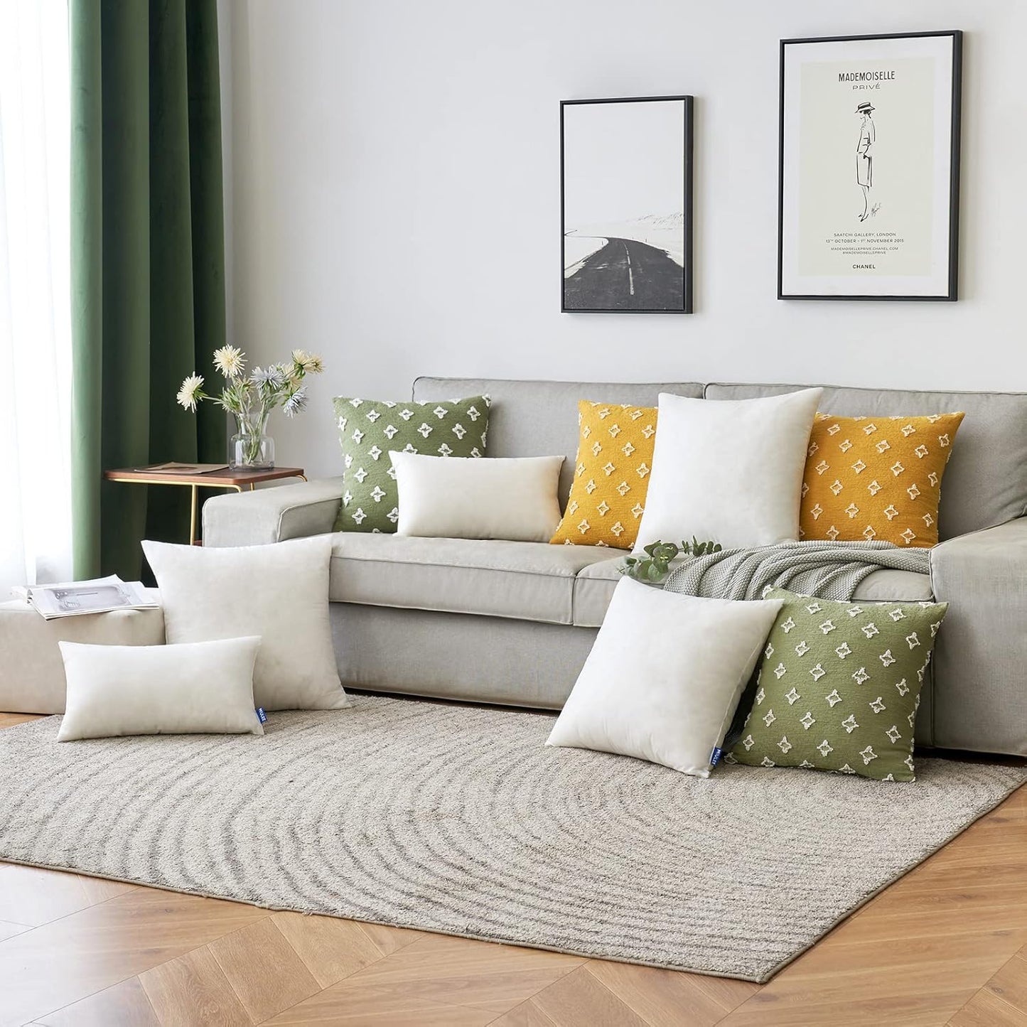 Velvet Soft Solid Decorative Square Throw Pillow Covers with Pillow Inserts 18X18 Set of 2