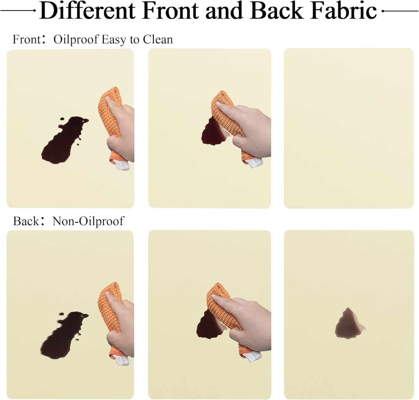 Fitted round Table Cloth, Reversible Waterproof Stain Resistant Elastic Stretch Tablecloth, Wipe Clean Table Cover for Outdoor/Indoor Use, Fits round Tables up to 40" - 44" Diameter, Cream