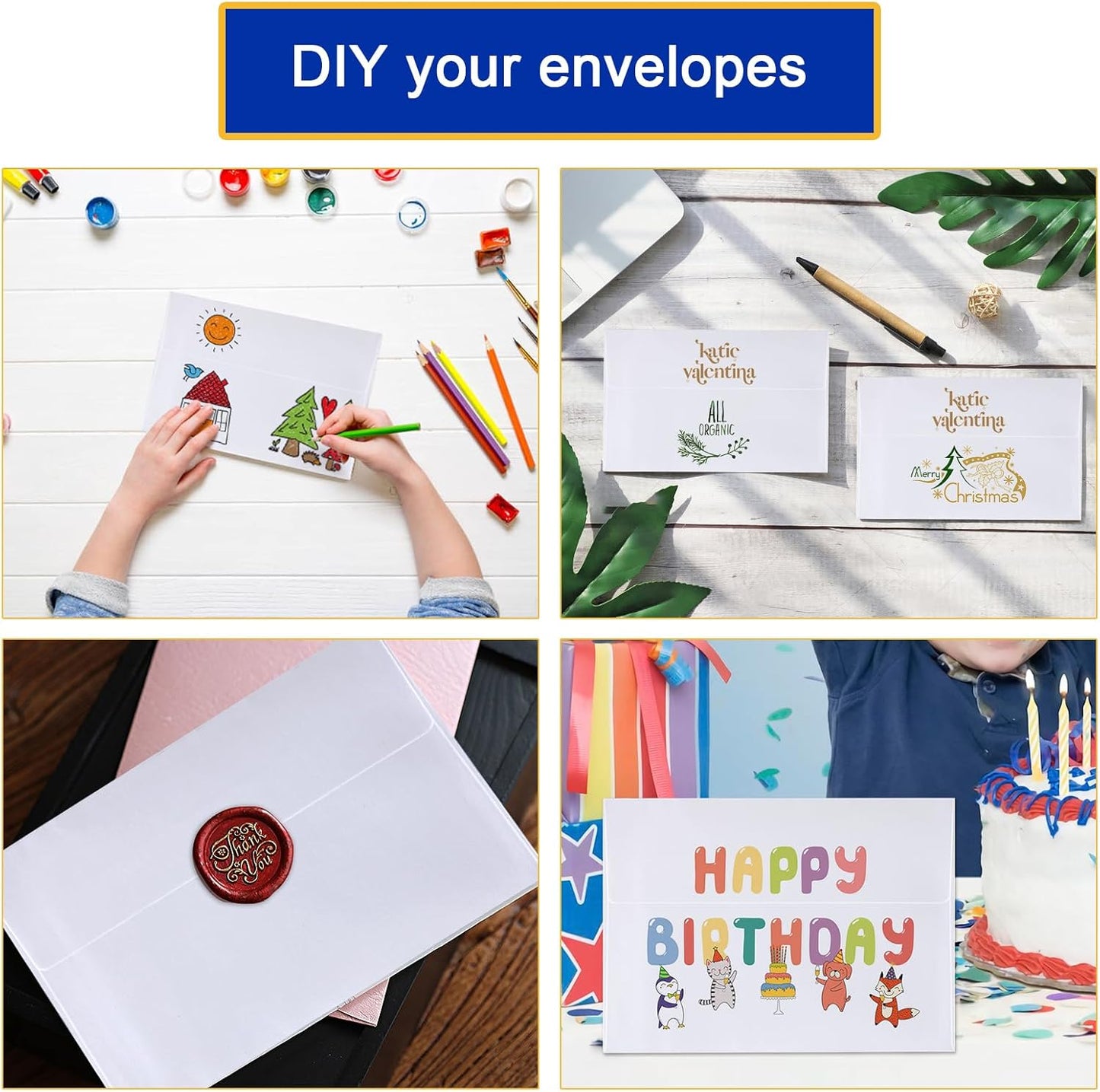100 Pack 5X7 Envelopes for Invitations, A7 Printable White Envelopes, Envelopes Self Seal for Weddings, Invitations, Photos, Postcards, Greeting Cards, Mailing