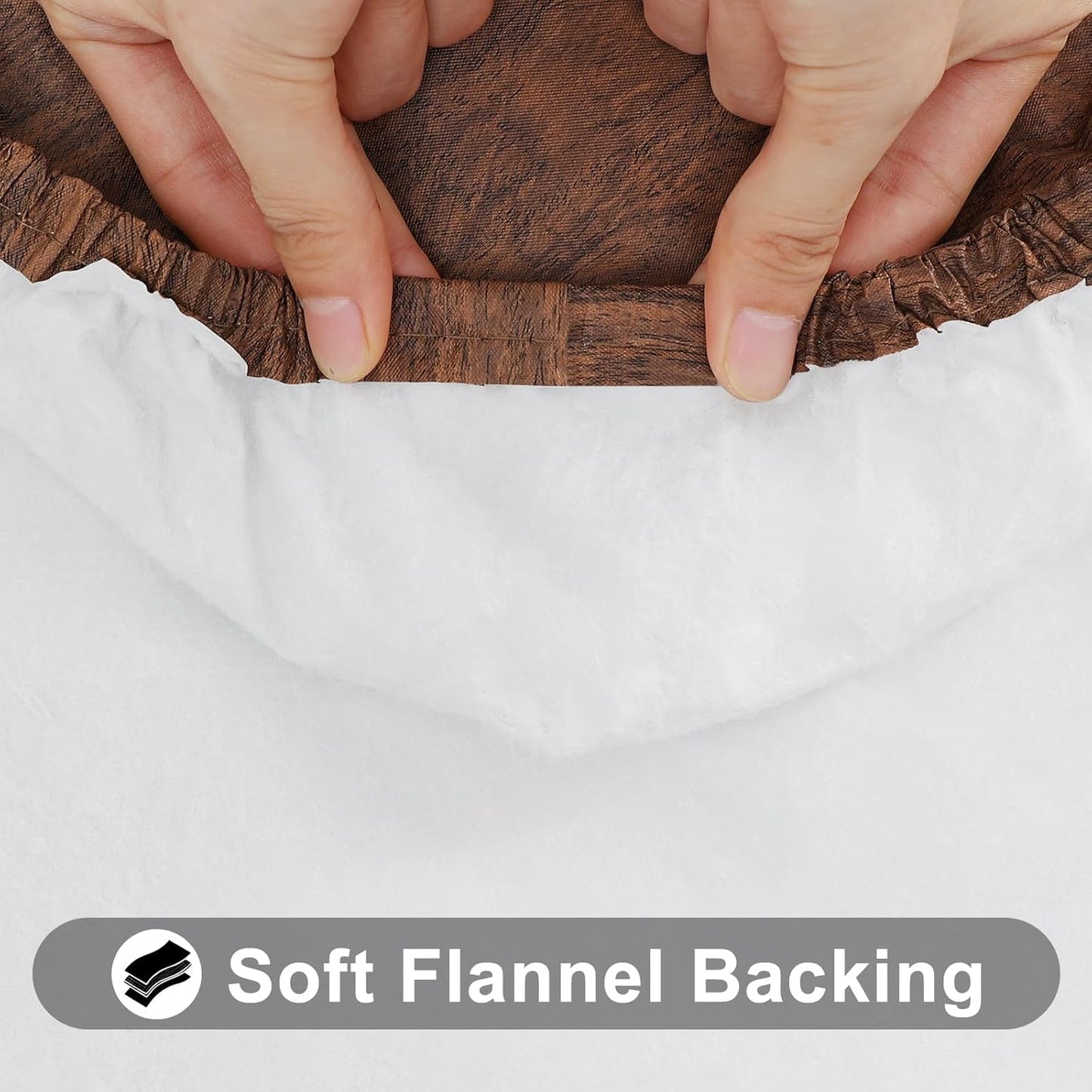 Rectangle Picnic Tablecloth, Waterproof Elastic Fitted Table Covers for 6 Foot Tables, Wipeable Flannel Backed Vinyl Tablecloths for Camping, Indoor, Outdoor (Brown, 30X72 Inches)