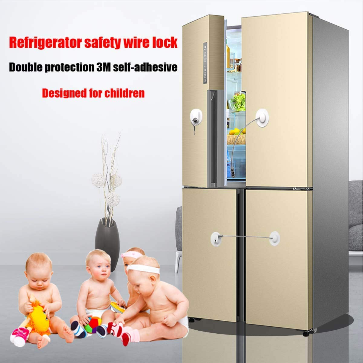 6 Pack Refrigerator Locks with 12 Keys,Child Safety Fridge,Refrigerator Lock Combination,Mini Fridge,File Drawer,Toilet Seat Lock with Strong Adhesive (White)