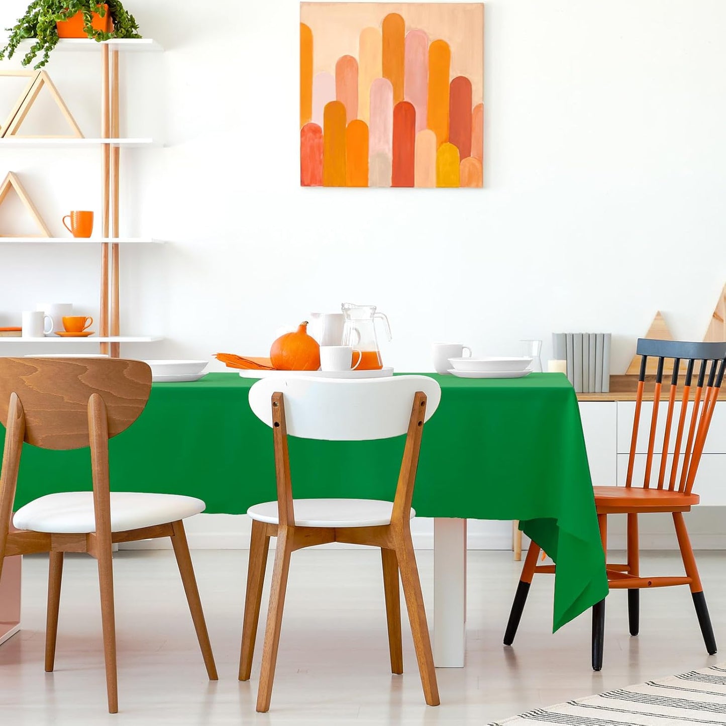 2PCS Green Plastic Tablecloths 54 X 108 Inch, Disposable Table Cloths Rectangle Party Table Covers