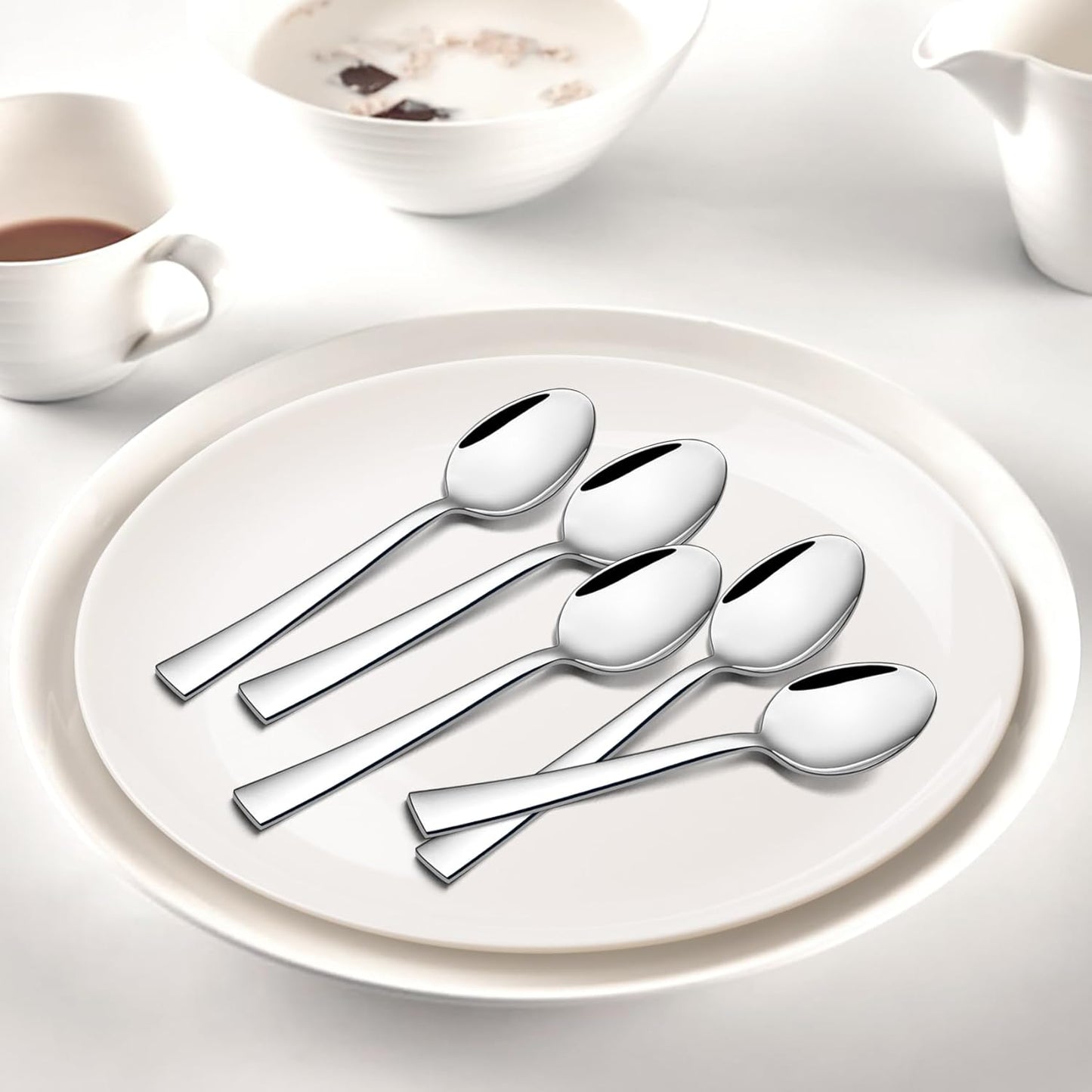 Teaspoon Set (12 Pieces), 6.7" Stainless Steel Mini Tea Spoons, Premium Stirring Silverware, Kitchen Dessert Coffee Spoon Set, Mirror Finish & Dishwasher Safe