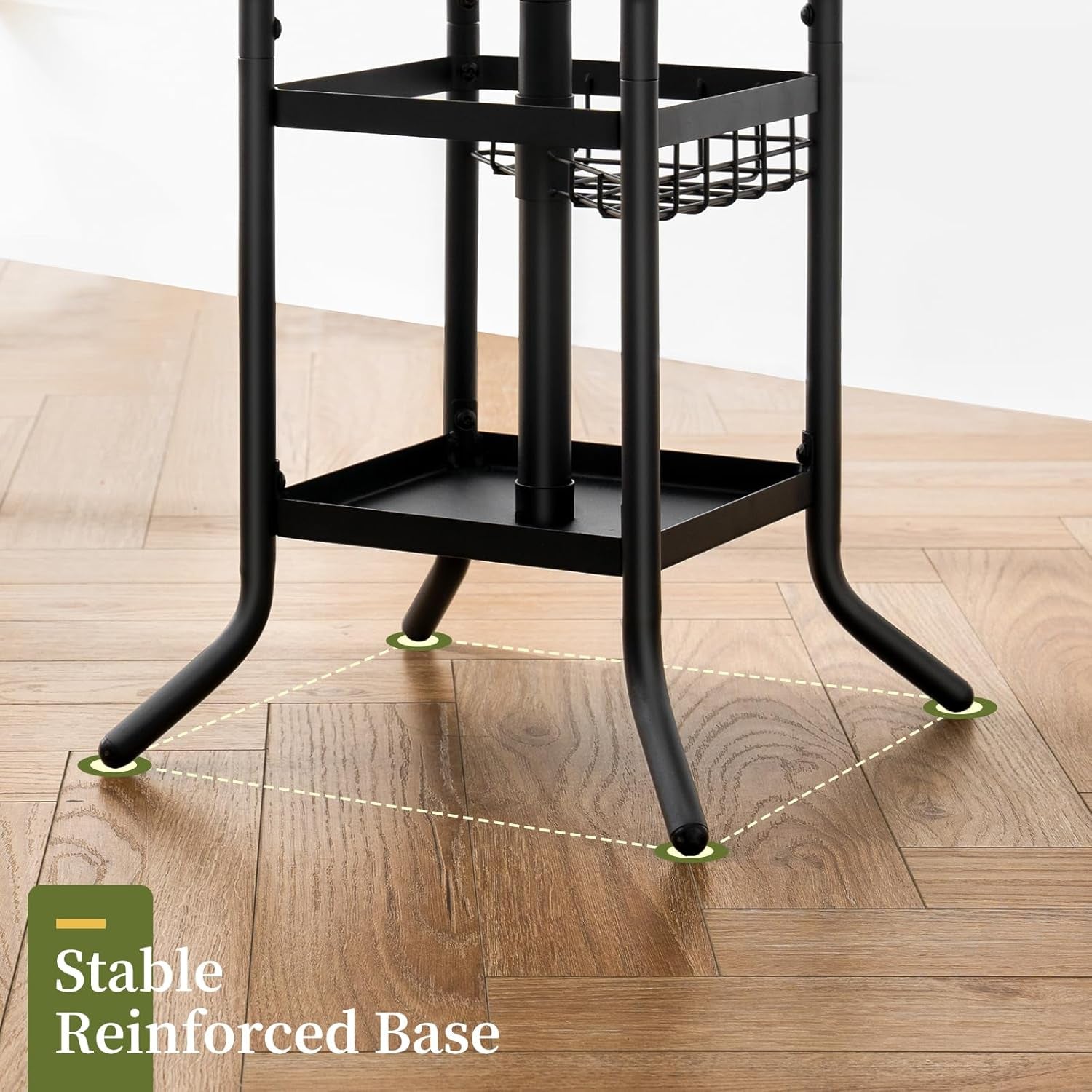 Coat Rack Freestanding, Coat Tree with Umbrella Holder, Metal Coat Rack Stand with 12 Hooks, Modern Coat Hanger Stand for Entryway, Purse Rack Hat Rack Stand for Living Room Bedroom Office