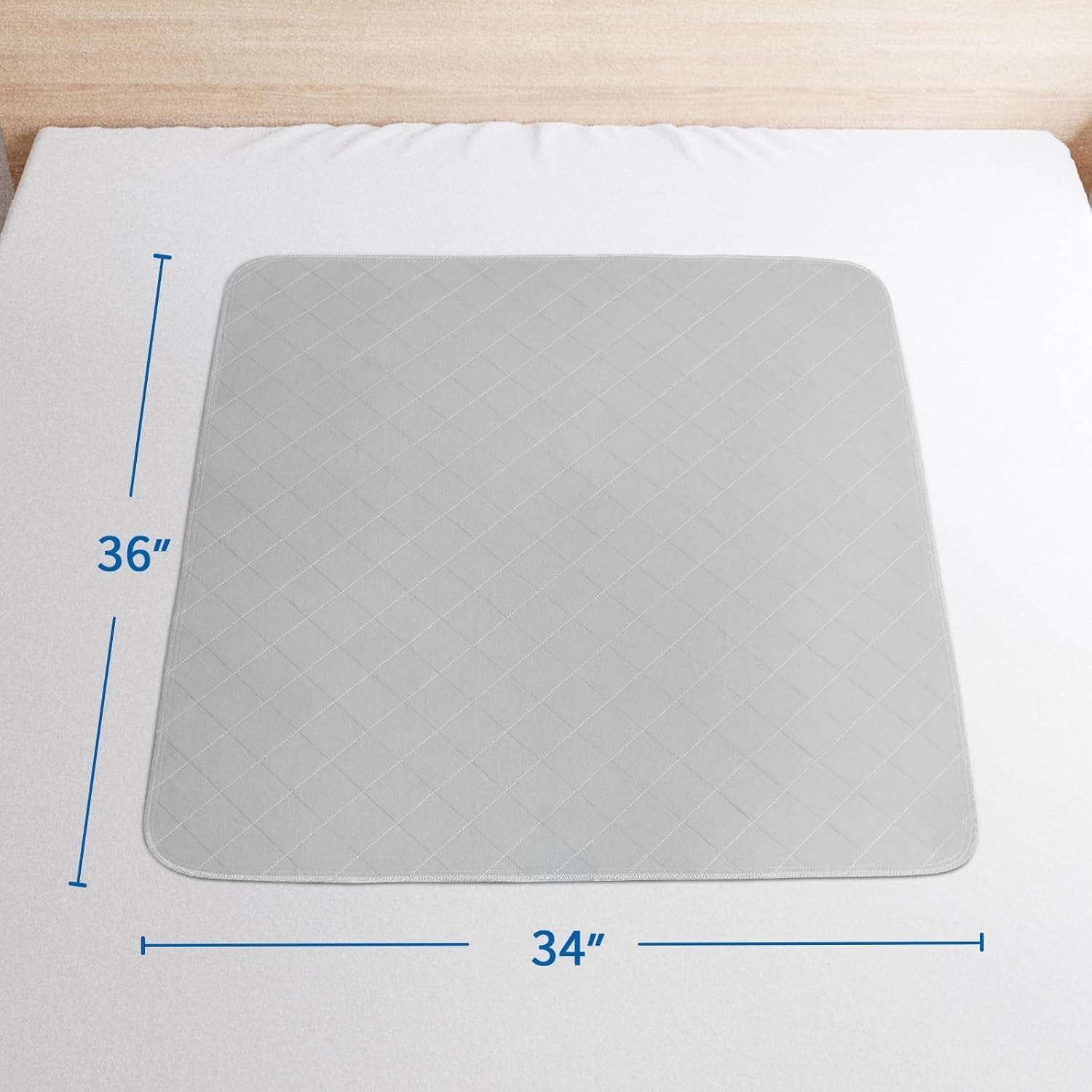 Bed Pads Washable Waterproof 2 Pack for Incontinence, Large 34 X 36 Inch Absorbent Underpads, Reusable Pee Pads for Kids, Adults, Pets, Gray