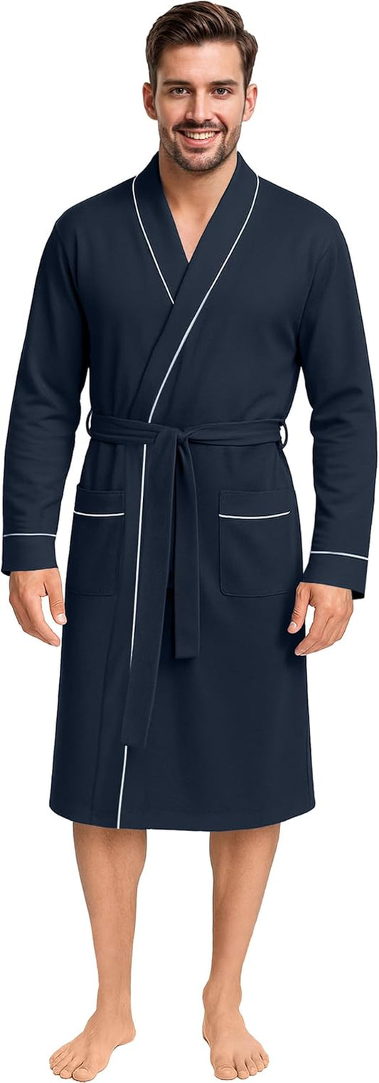 Men'S Robe Cotton Blend Knit Bathrobe