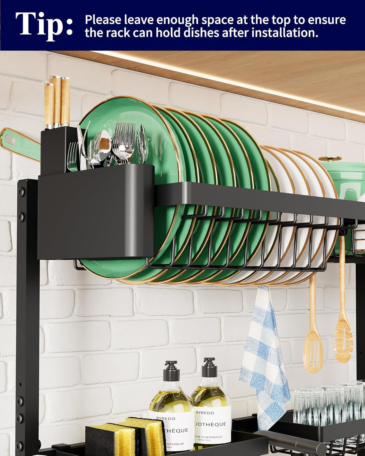 over the Sink Dish Drying Rack - 30.0" to 33.9" X 21.5", Adjustable Sink Drying Rack for Kitchen Sink with Multifunctional Baskets, Black