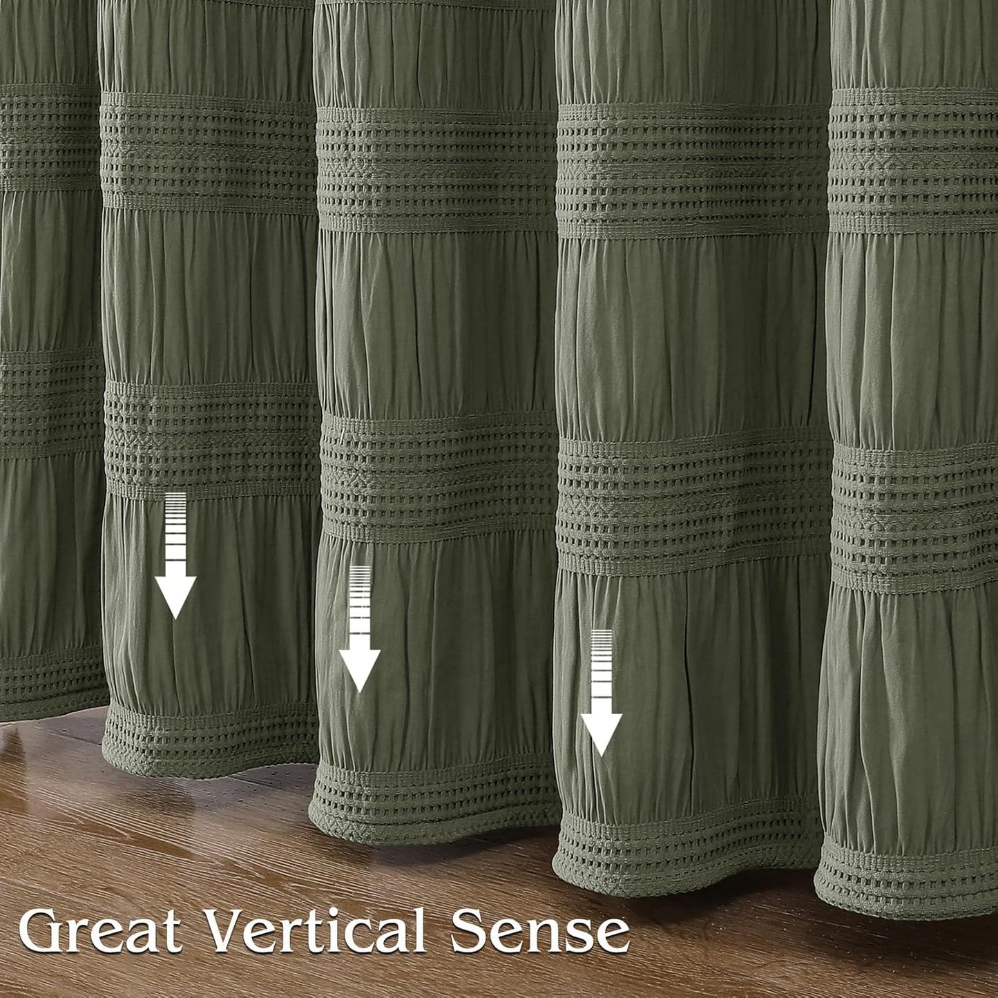 Sage Green Shower Curtain, Farmhouse Rustic Striped Textured Fabirc Stall Shower Curtain for Bathroom Narrow Stall Size, Hotel Style, Machine Washable, Sage Green, 36X72