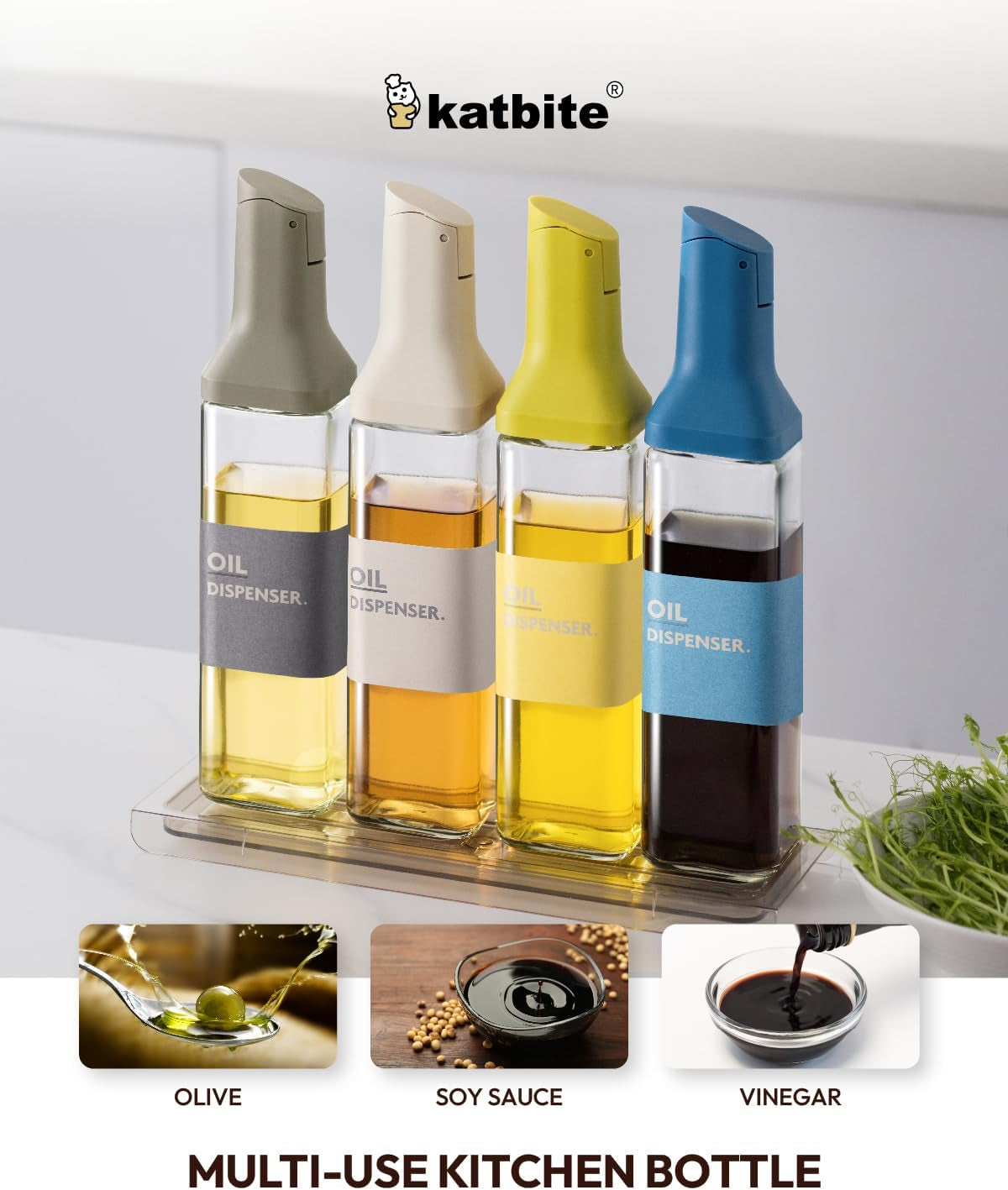 16Oz Glass Olive Oil Dispenser Bottle for Kitchen Cooking - Leakproof Kitchen Essential with Precise Pouring Spout for Salad, Air Fryer, BBQ, Non-Stick Pans, Easy Refill and Use, Blue