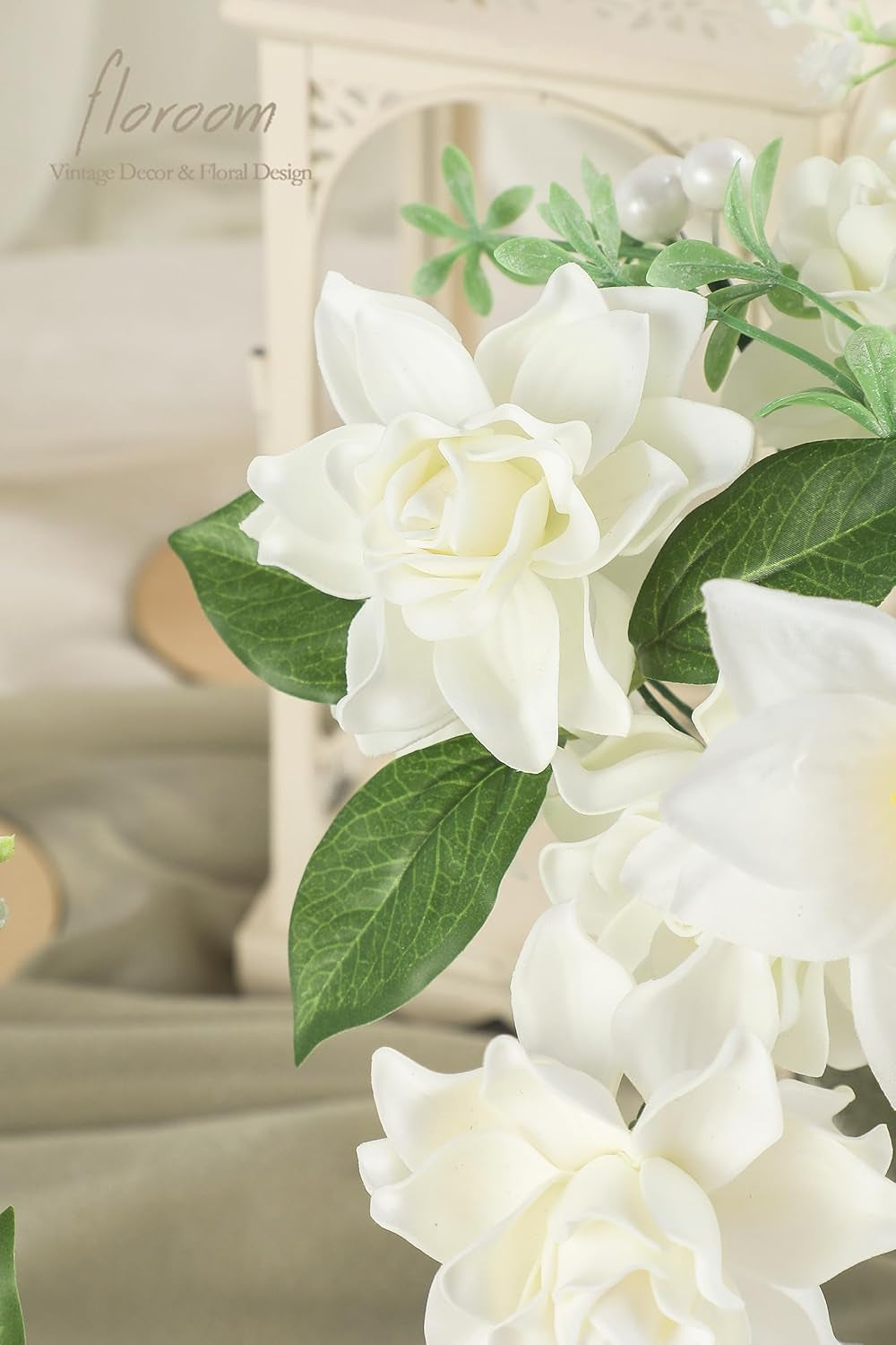 Artificial Gardenia Flowers - 2.7" Ivory Foam Faux Flowers (25 Pieces) with Stems for DIY Wedding Bouquets, Bridal Showers, Centerpieces, Floral Arrangements, and Home Decor